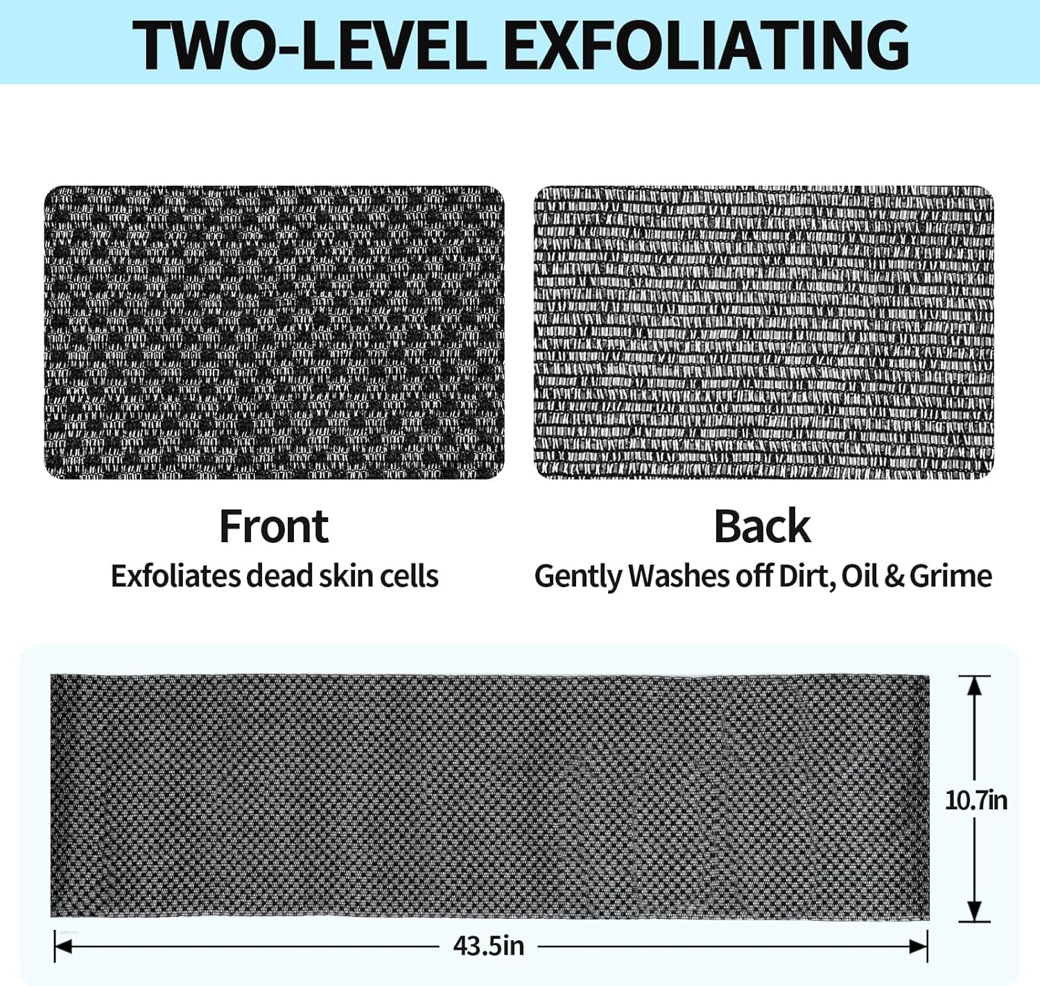 Adanluxe Silver Ion Exfoliating Body Scrub Towel
