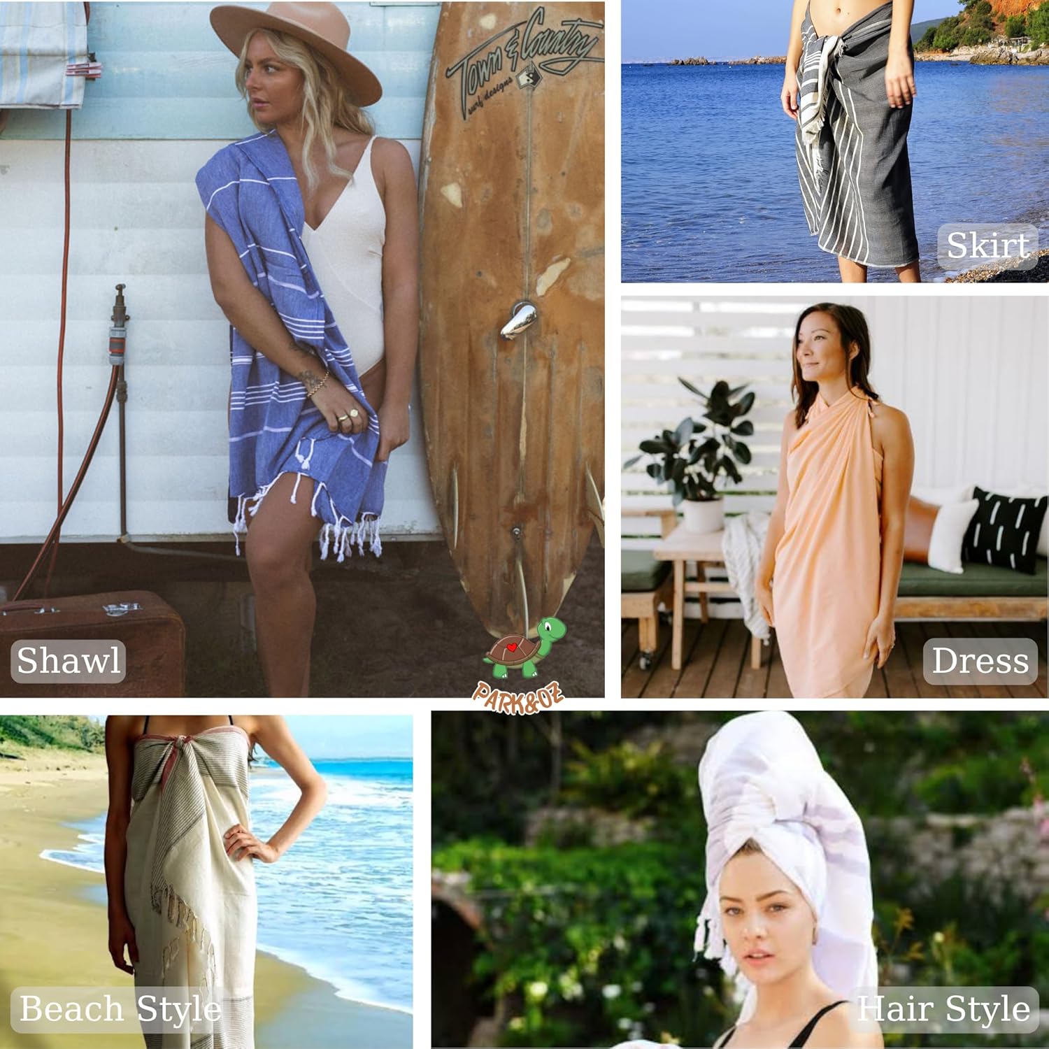 Park Oz Turkish Beach Towel - 100 Cotton Fast-Dry Everyones Favorite