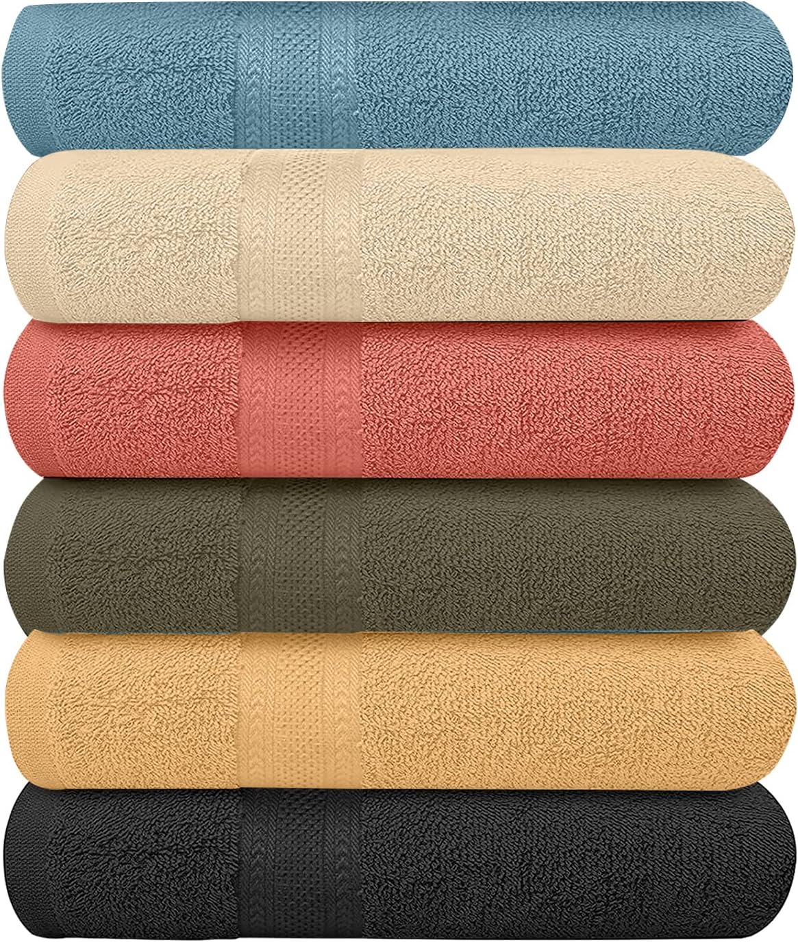 Bath Towels Set 27x54 Machine Washable Soft Quick-Dry Durable Multicolour Bathroom Essential