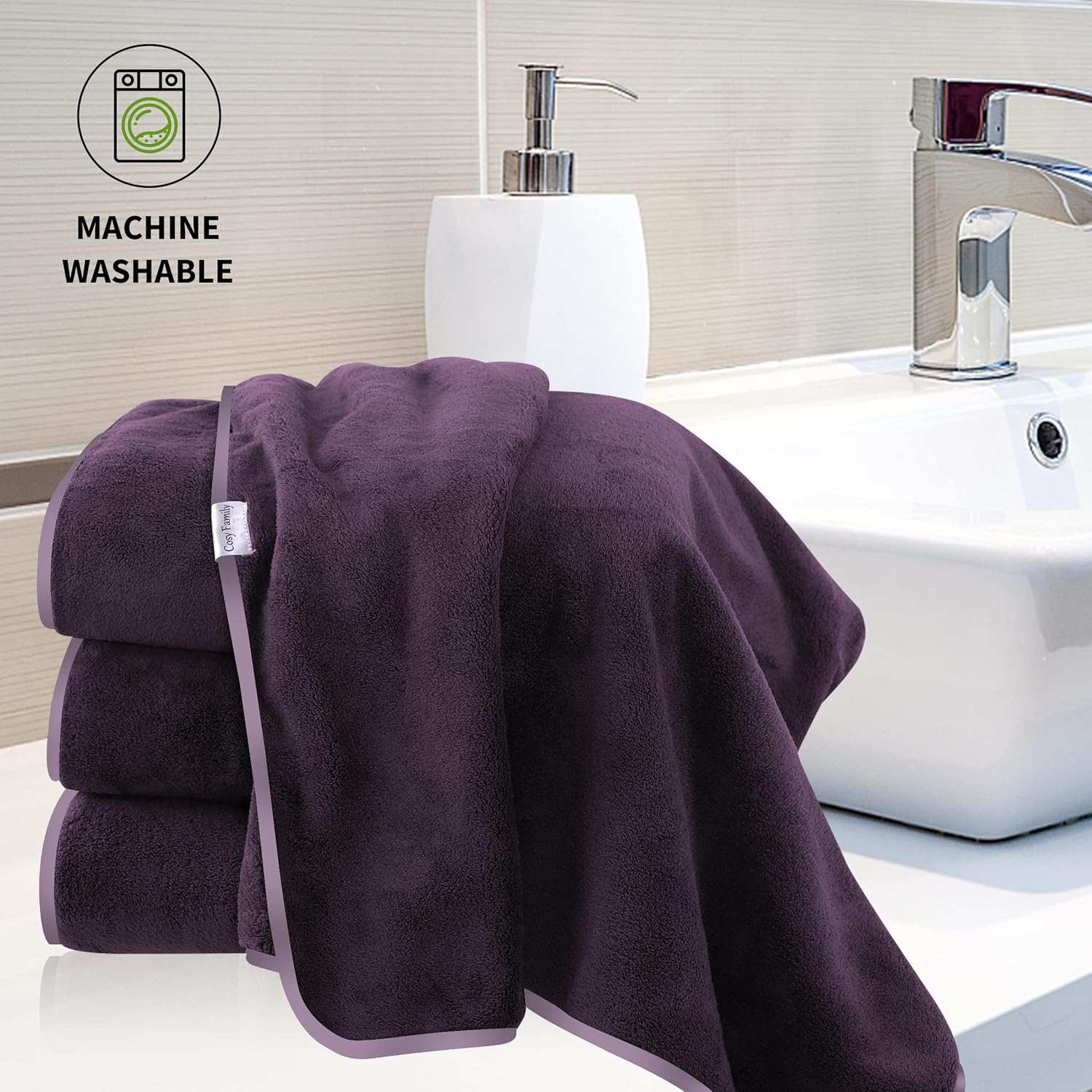Grape Purple Microfiber Bath Towel Set