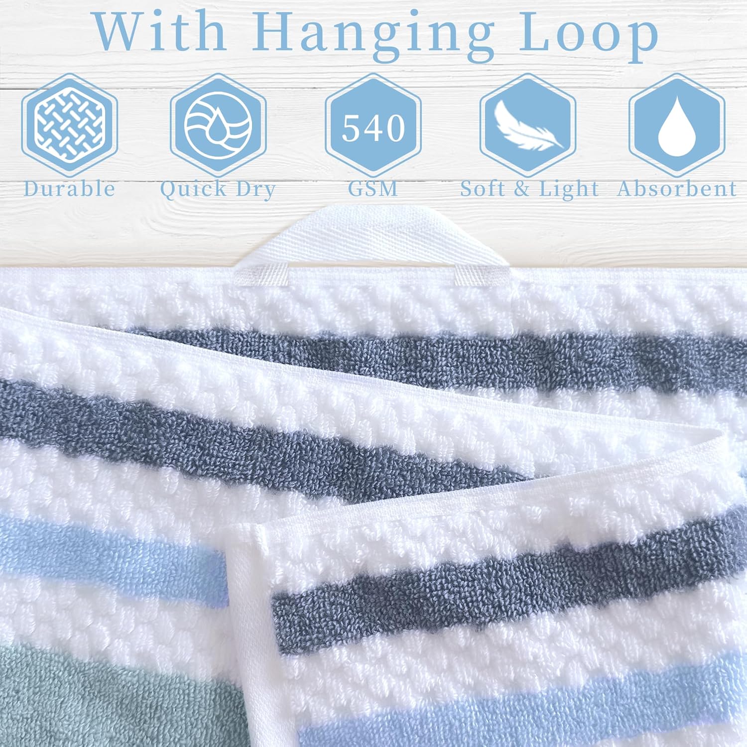 Striped Bath Towels forHome - Quick Dry Soft