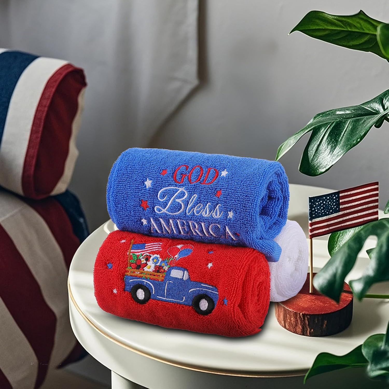 ZhowHoHo Patriotic America 4th of July Hand Towels Bundle 138x295