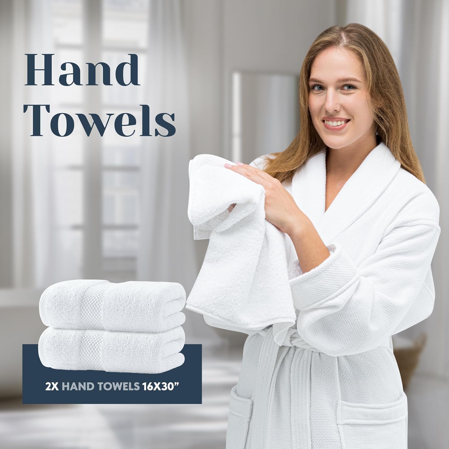 Luxury White Bath Towels Set - 100 Turkish Cotton - 8-Piece