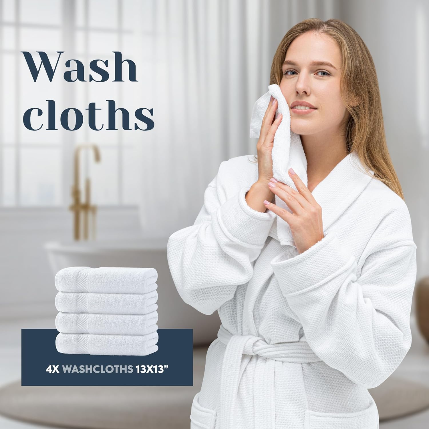 Luxury White Bath Towels Set - 100 Turkish Cotton - 8-Piece