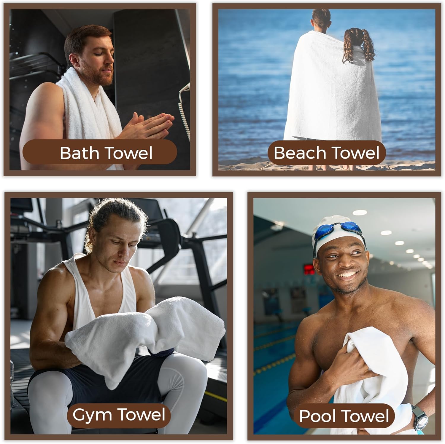 Cotton Small White Bath Towels for Hotel Pool Use
