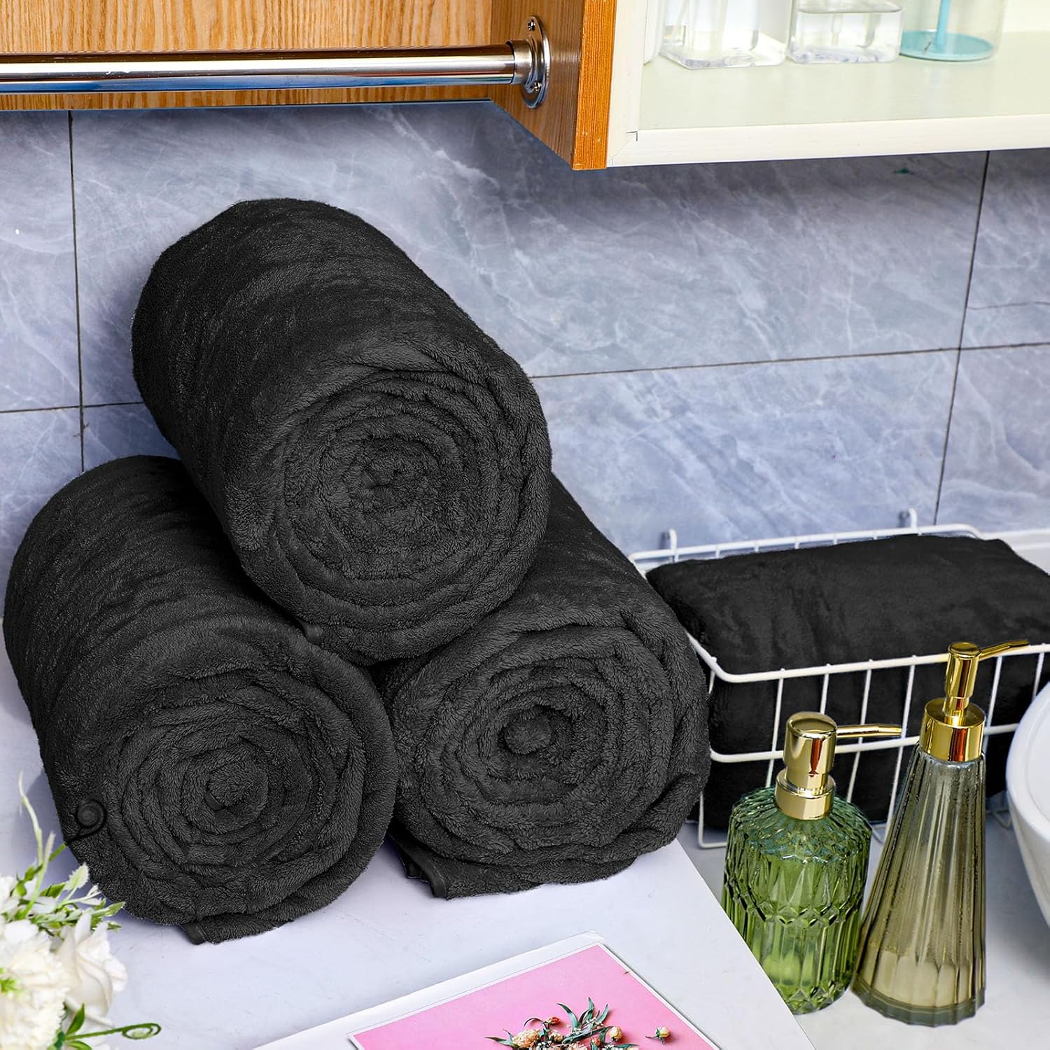 4-Piece Oversized Fleece Bath Towels