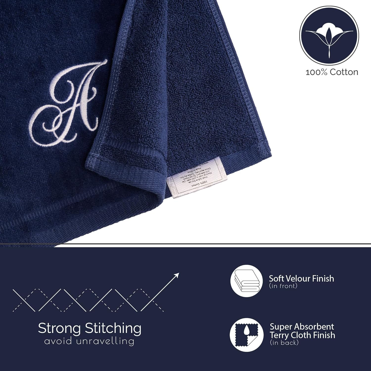 Creative Scents Monogrammed Towels - 4-Piece Navy Blue