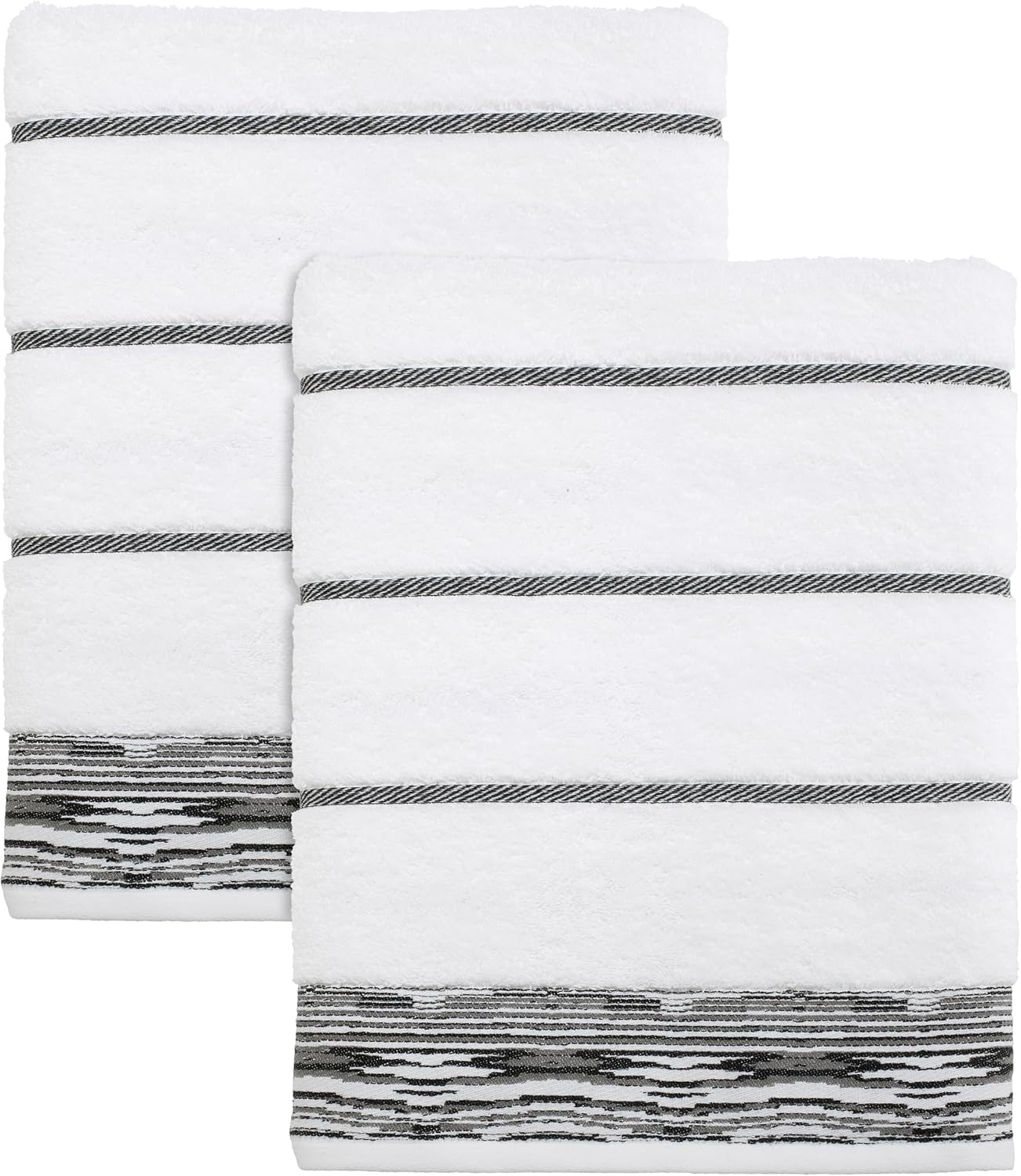 Nicole Miller New York - Bath Towels Sydney Collection WhiteBlack Set of 2