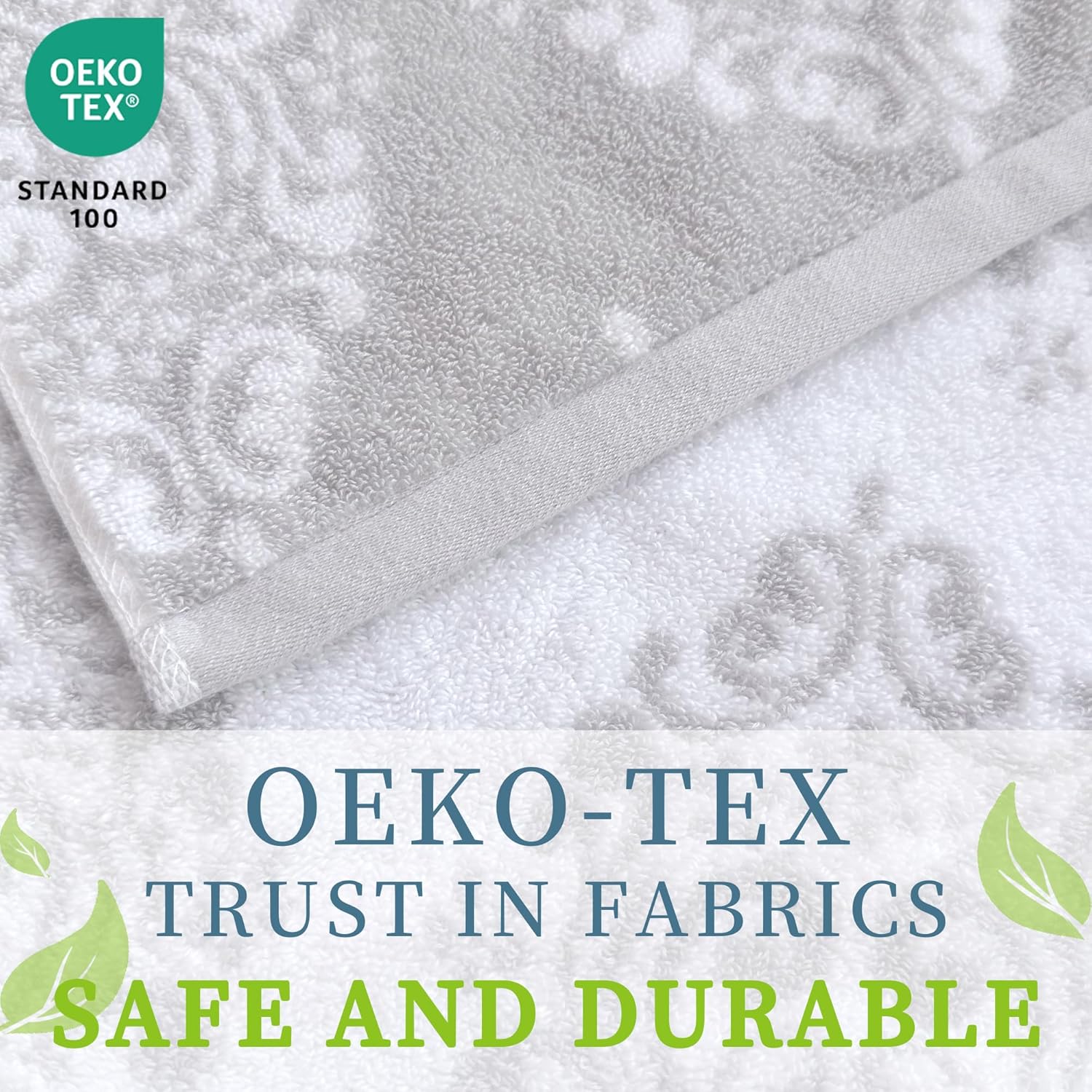 Grey Pattern Bath Towels Set