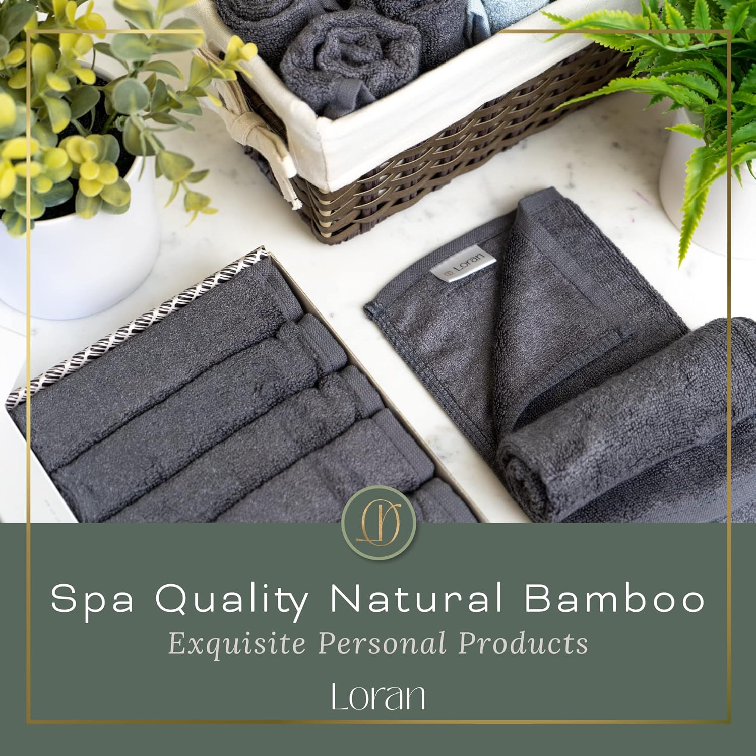 6-Piece Charcoal Grey Washcloth Set