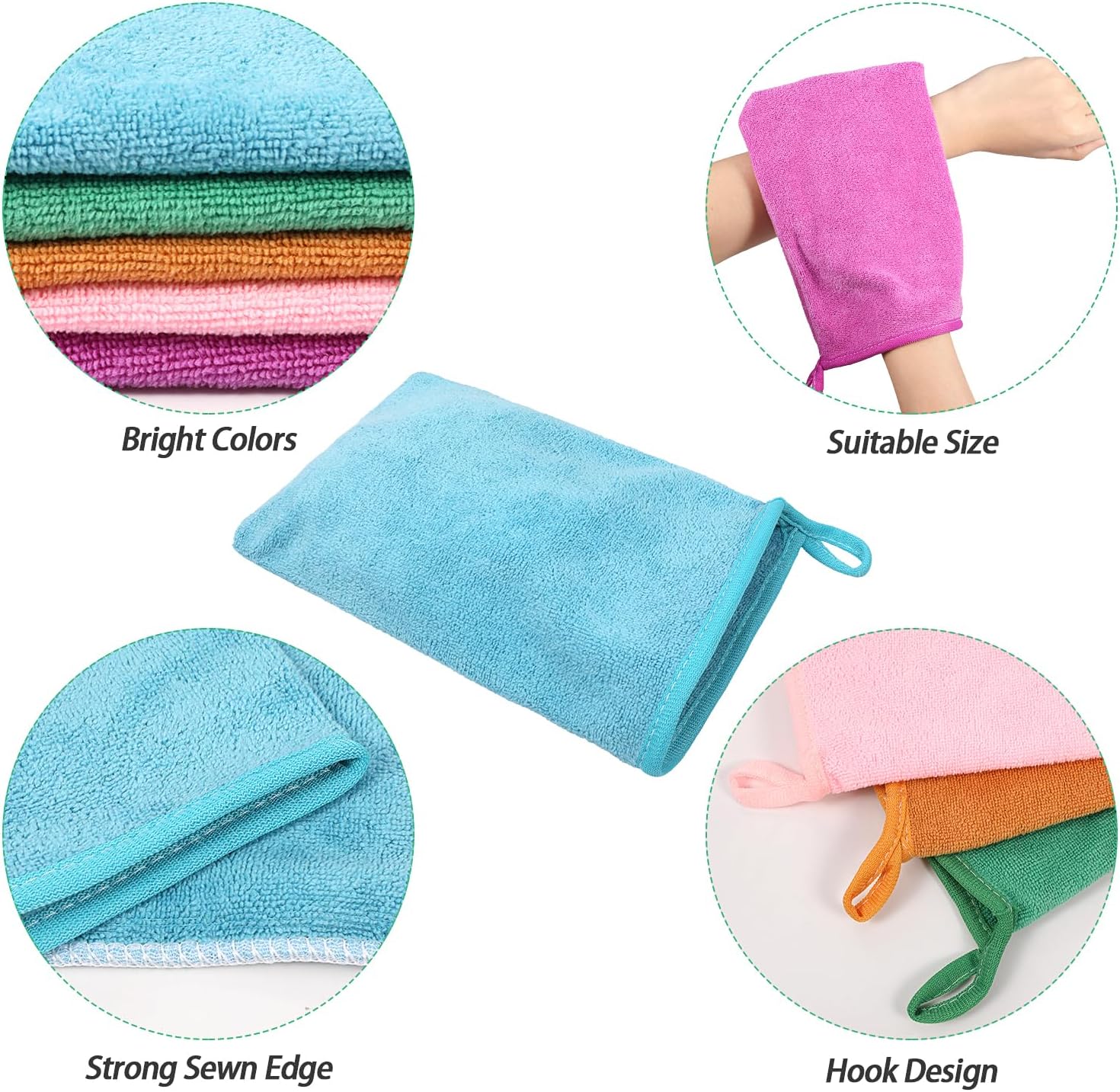 5-Pack Microfiber Face Body Washcloths