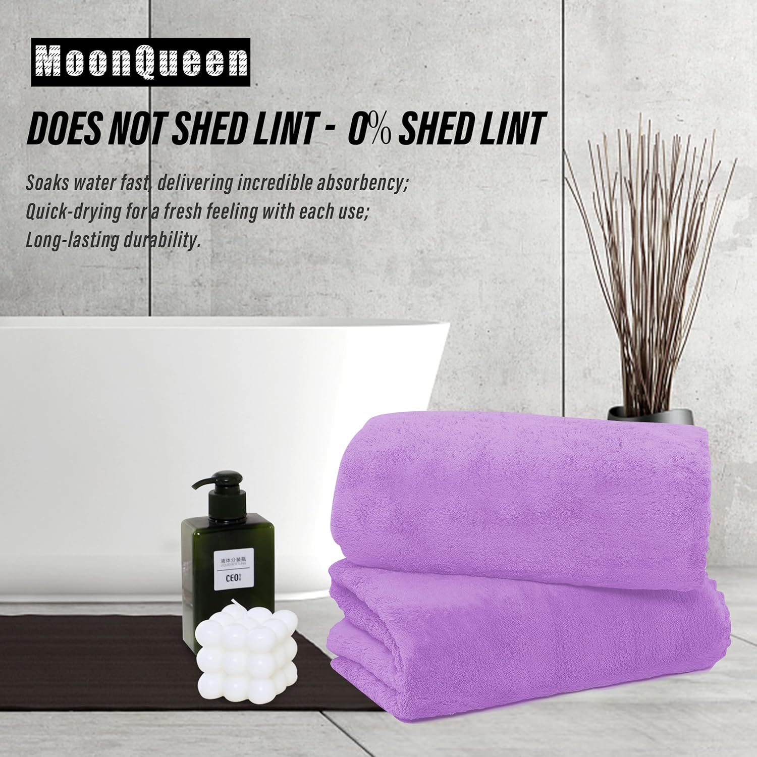MOONQUEEN 2-Pack Premium Bath Towels