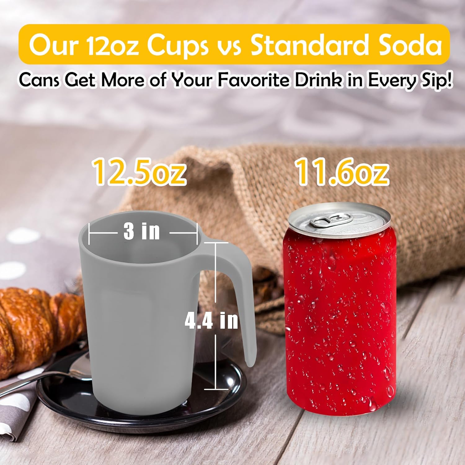 Reusable Plastic Coffee Cups 12 oz for Home Kitchen