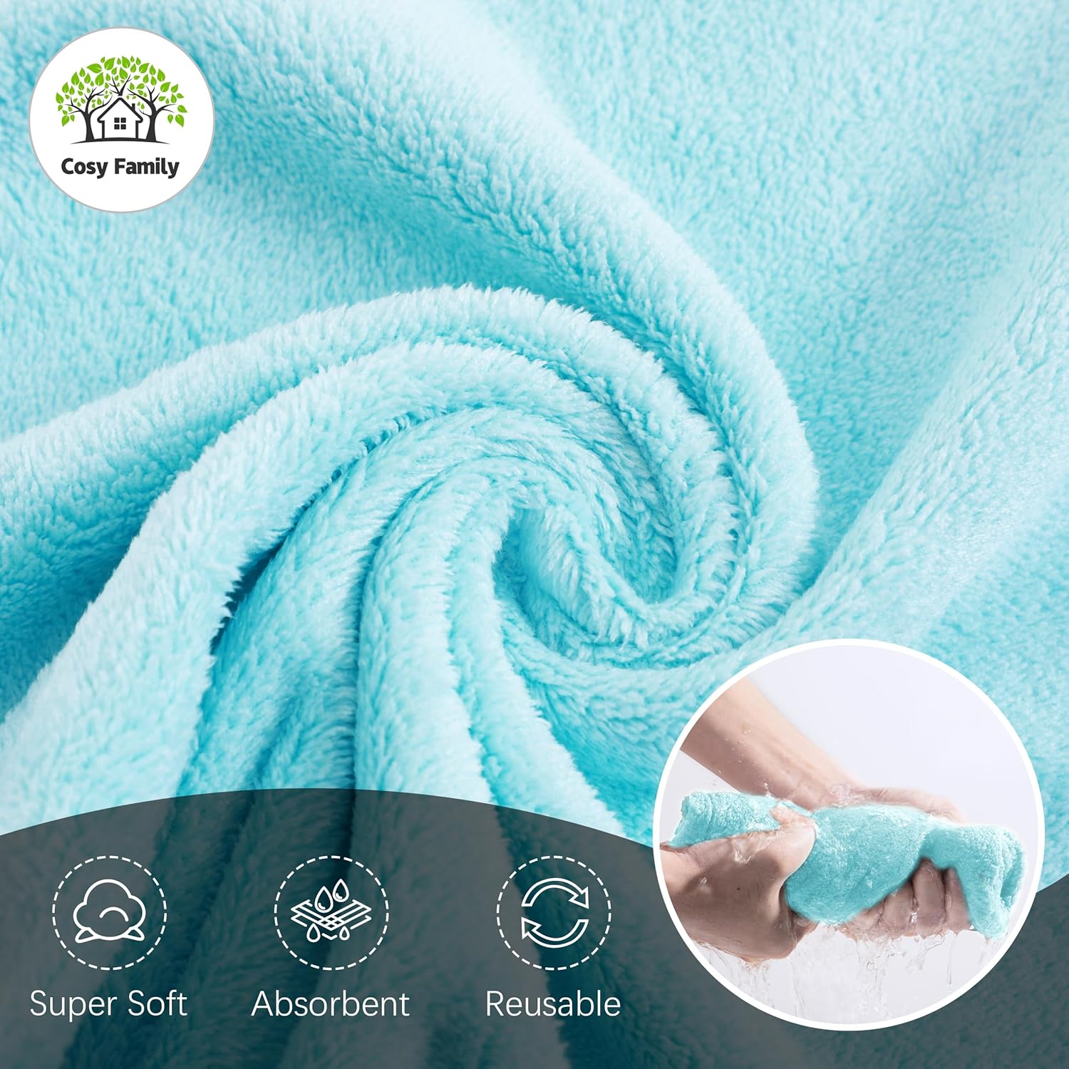 Luxurious Microfiber Coral Velvet Washcloths Set