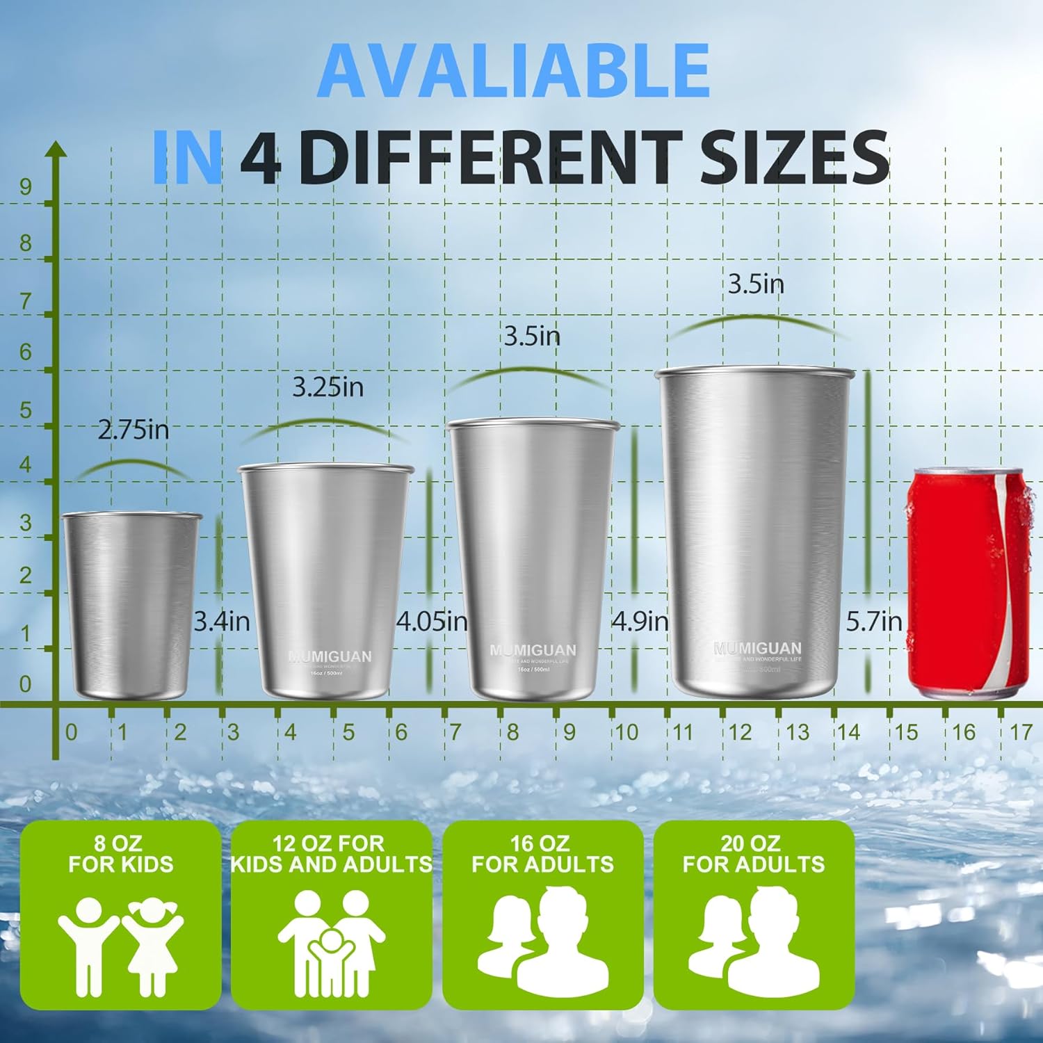 Stackable BPA-Free Stainless Steel Cups