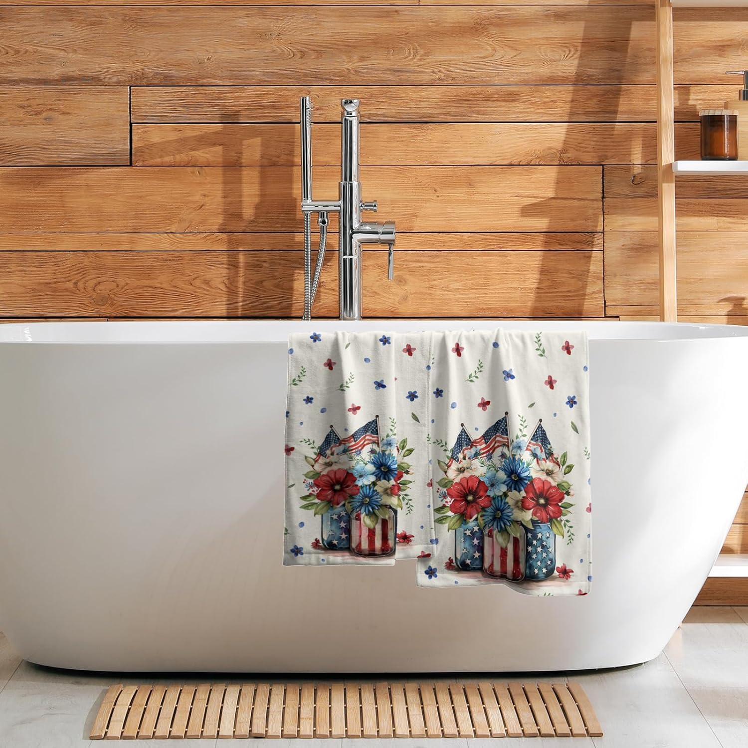 Patriotic Floral Hand Towels