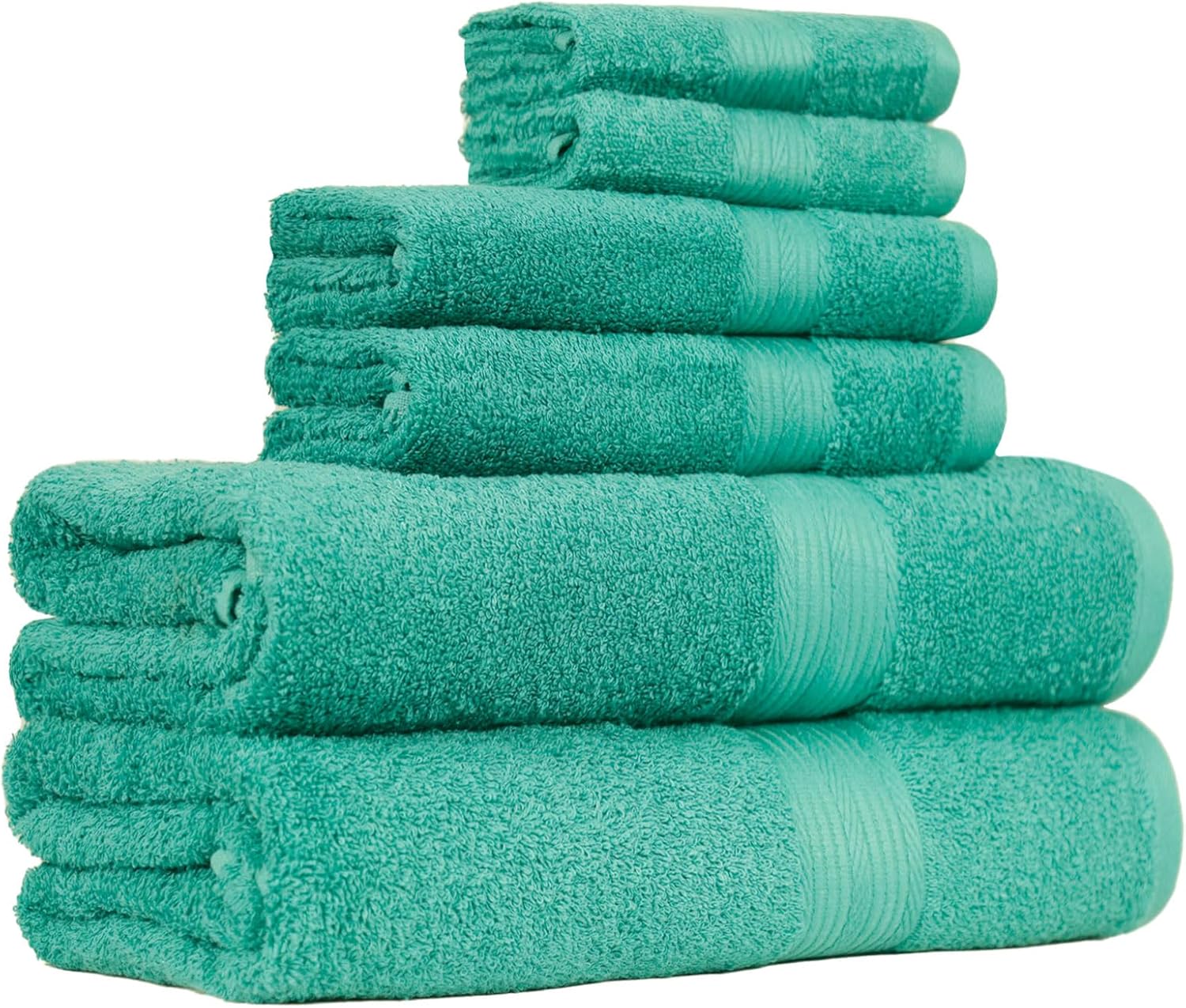 6-Piece Cotton Bath Towel Set in Teal
