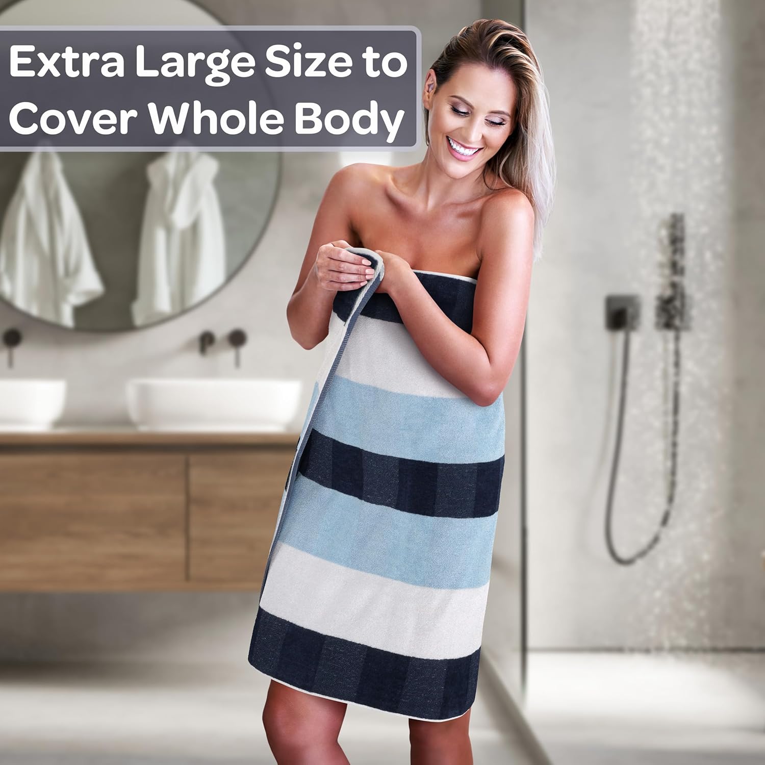 6-Piece Bath Towel Set 525 GSM - Navy - Soft Absorbent