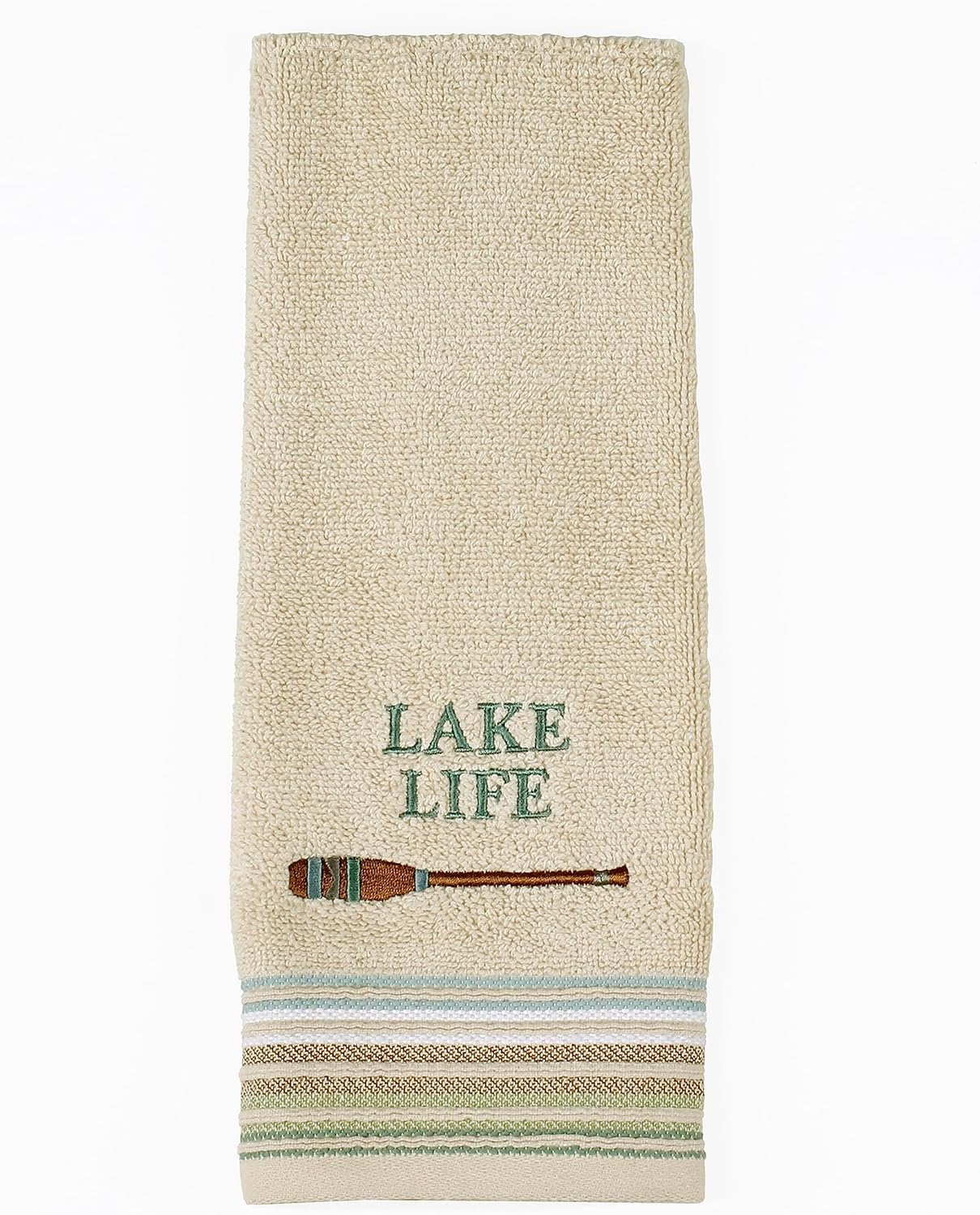 SKL Home - Plush Bath Towel with Lake House Embroidery and Terry Trim