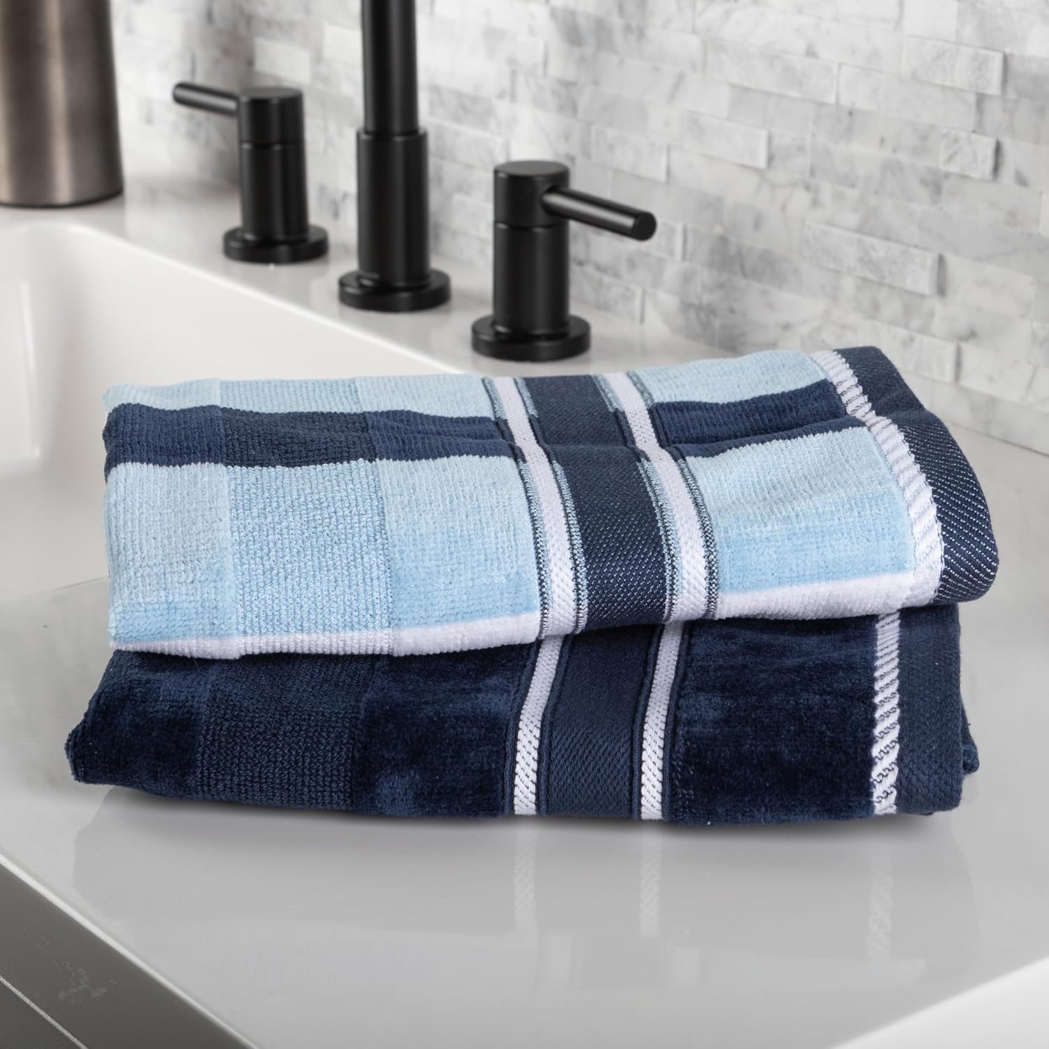 6-Piece Bath Towel Set 525 GSM - Navy - Soft Absorbent