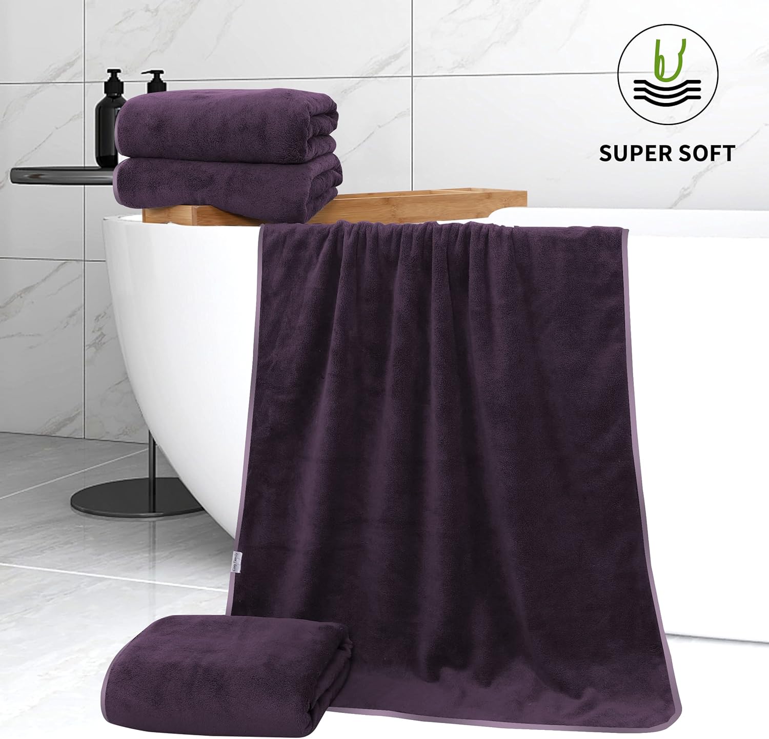 Grape Purple Microfiber Bath Towel Set