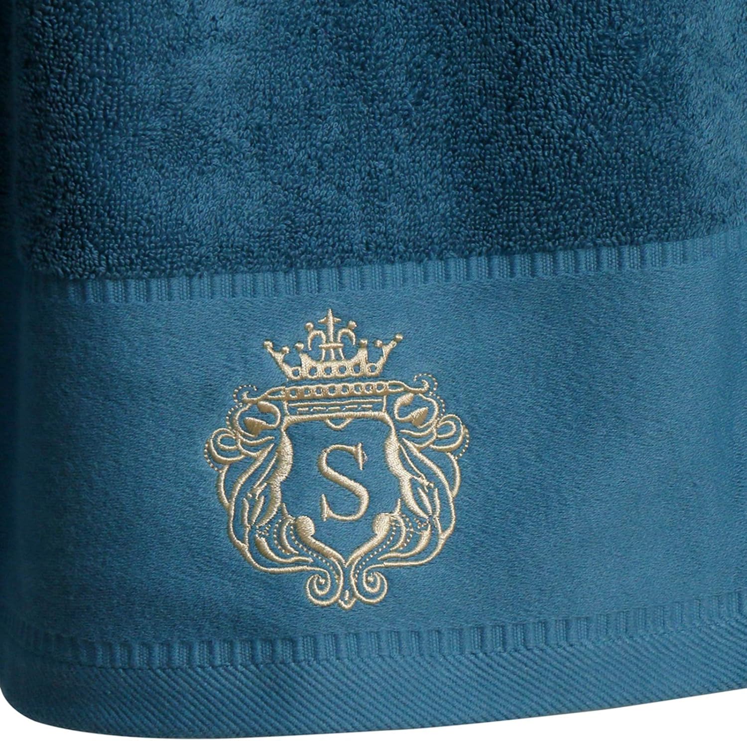 Premium 100 Pure Cotton Bath Towels Luxury Hotel Spa Peacock-Blue Embroidery