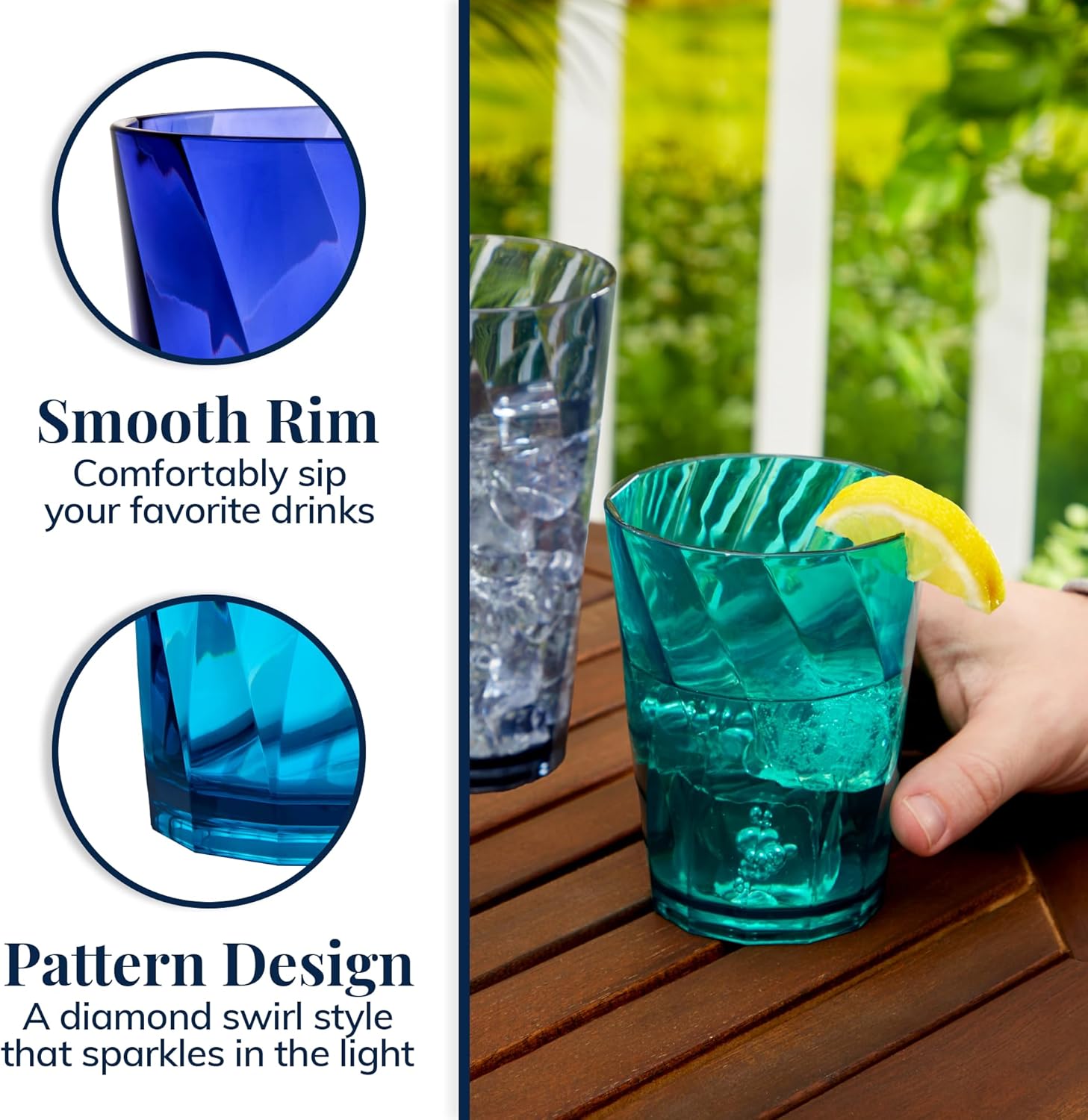 BPA-Free Reusable Plastic Drinking Glasses Set