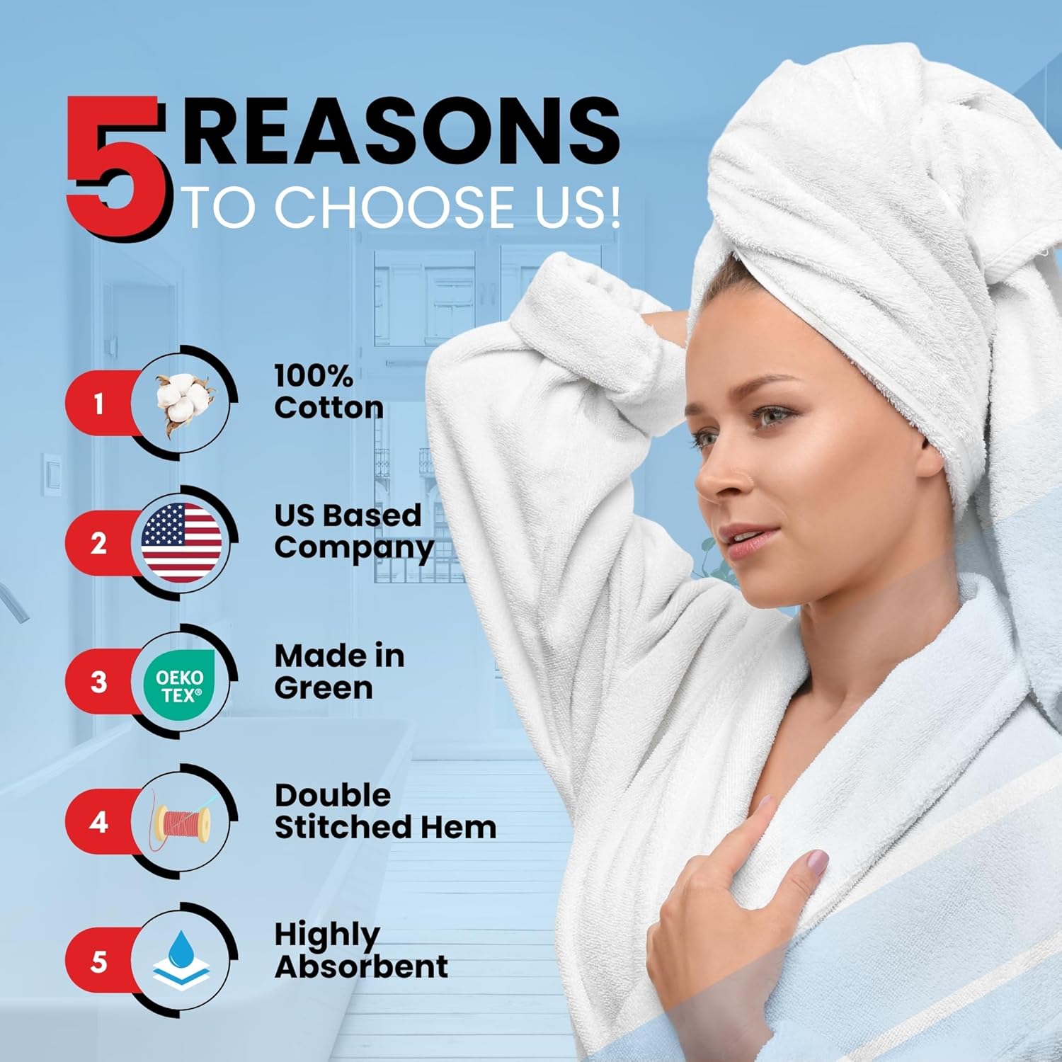 10-Piece Premium Cotton Towels for Bathroom Luxurious Soft Absorbent Set