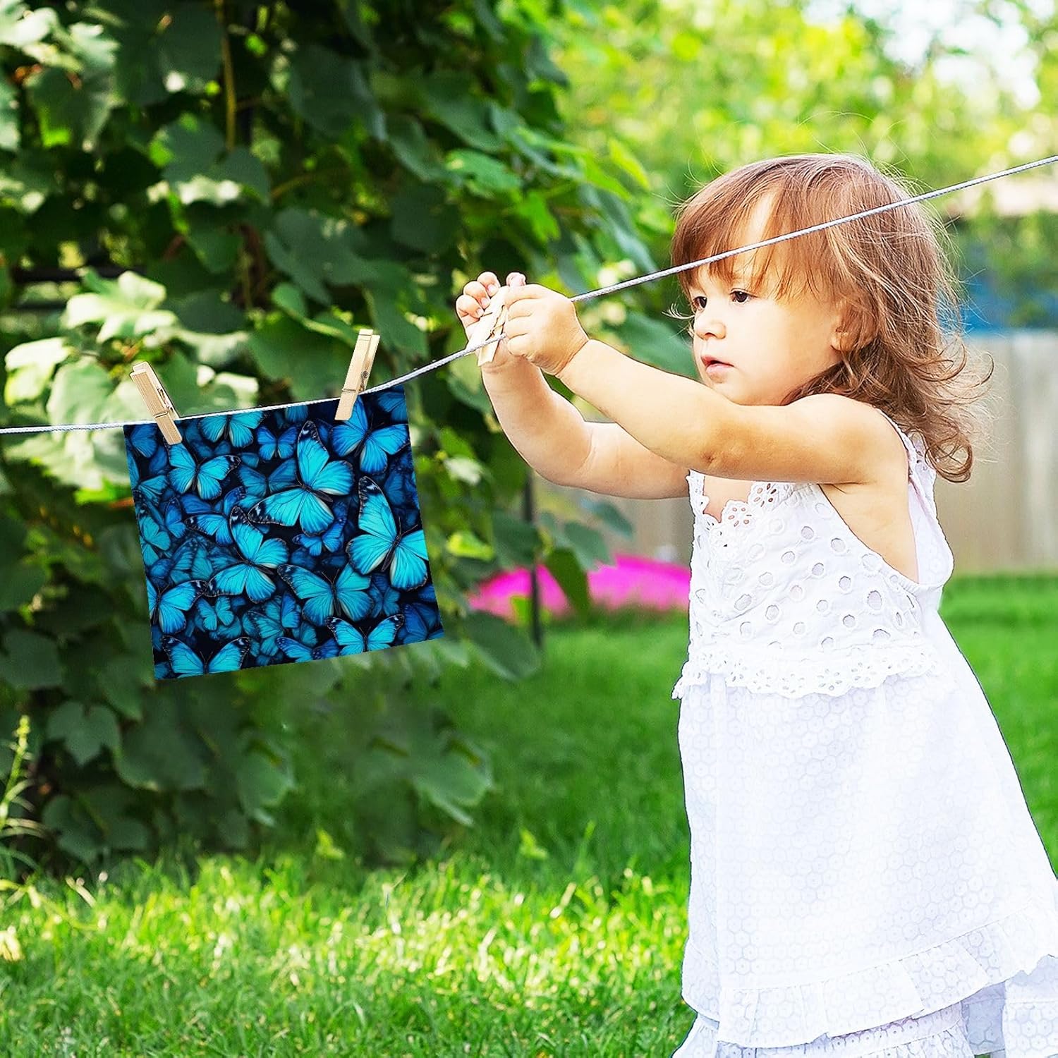 Blue Butterfly Washcloth Set