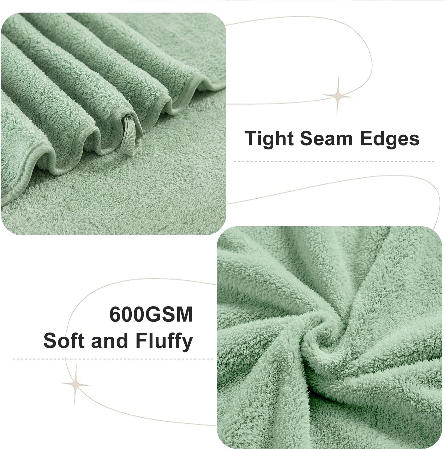 Junsey 4-Piece Oversized Bath Towels for Adults