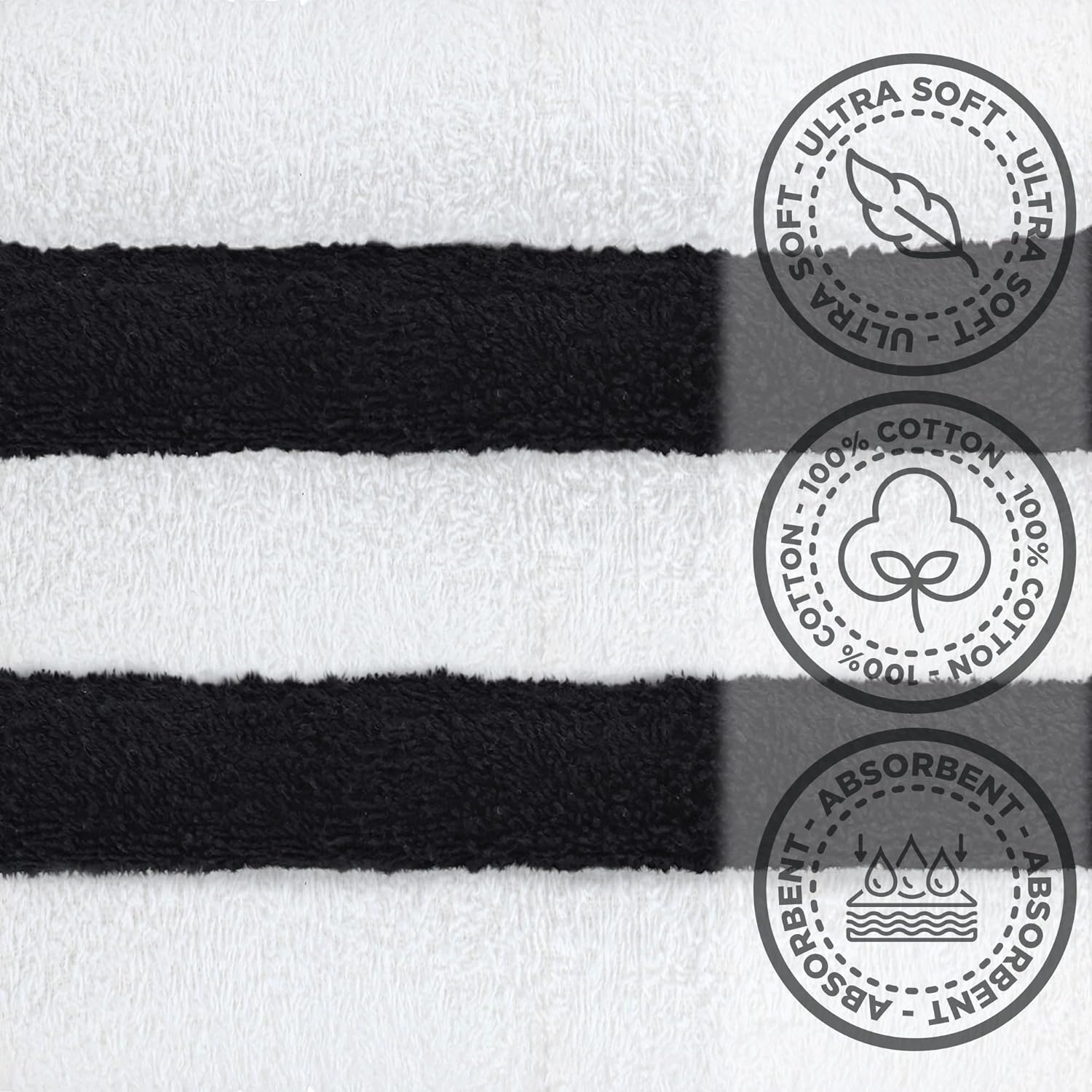 10-Piece Crystal Ridge 12x12 Washcloths WhiteBlack