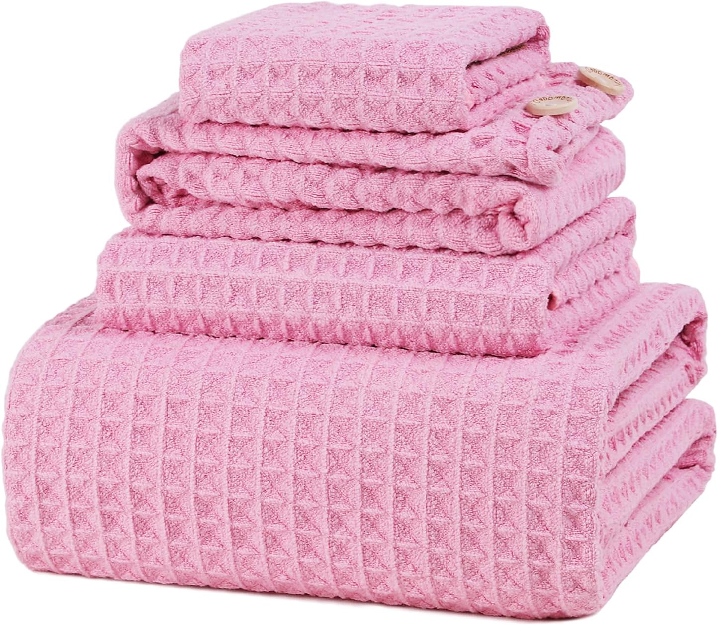 Oversize bath towel set with 4 pieces microfiber waffle bath towels