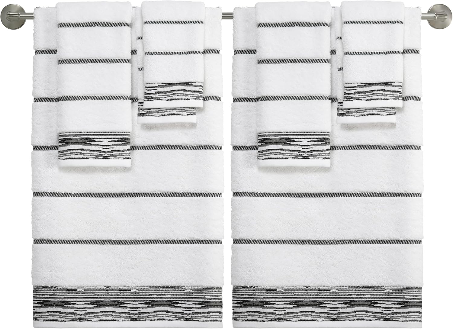 Nicole Miller New York - Bath Towels Sydney Collection WhiteBlack Set of 2