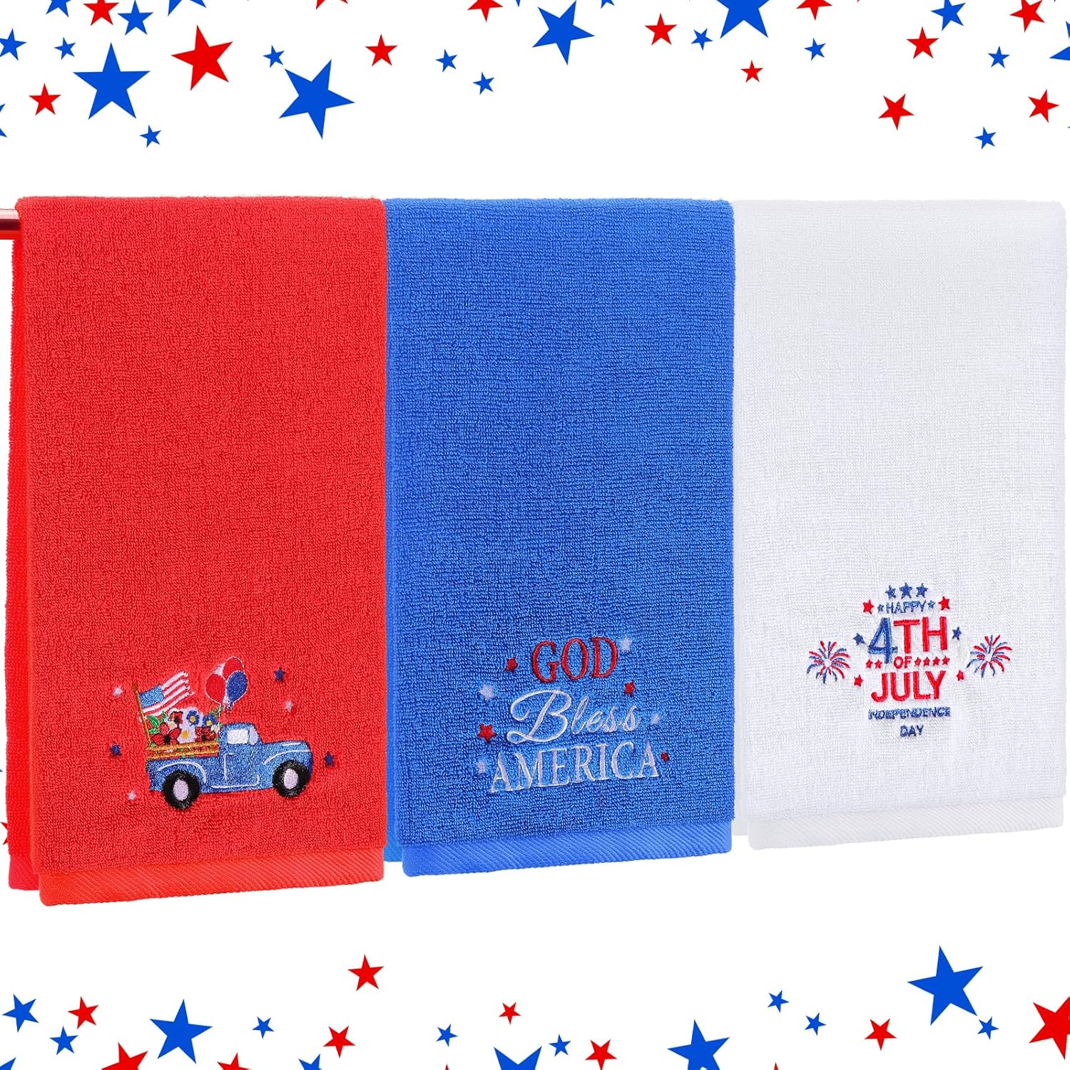 ZhowHoHo Patriotic America 4th of July Hand Towels Bundle 138x295