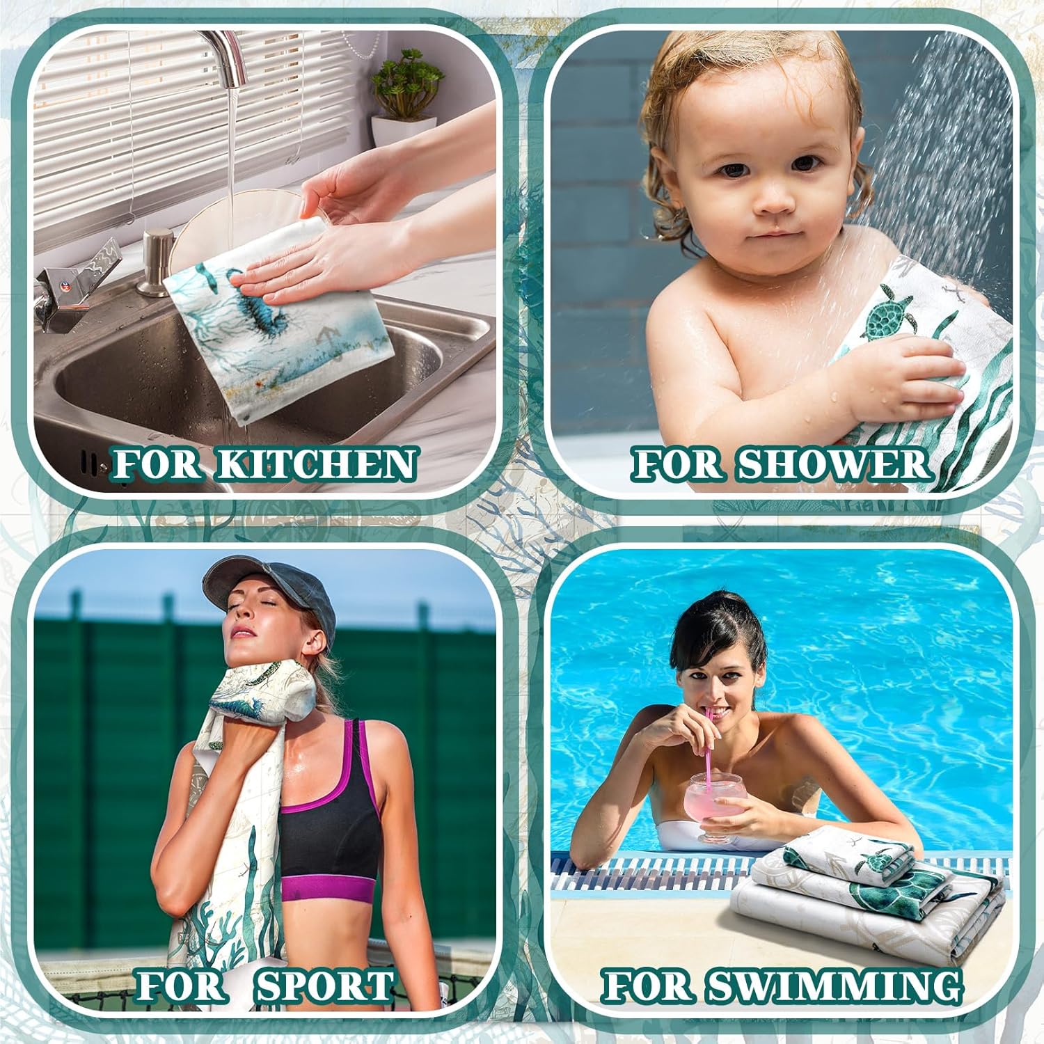 3-Pack Seascenes Seascenes Bath Towels Set