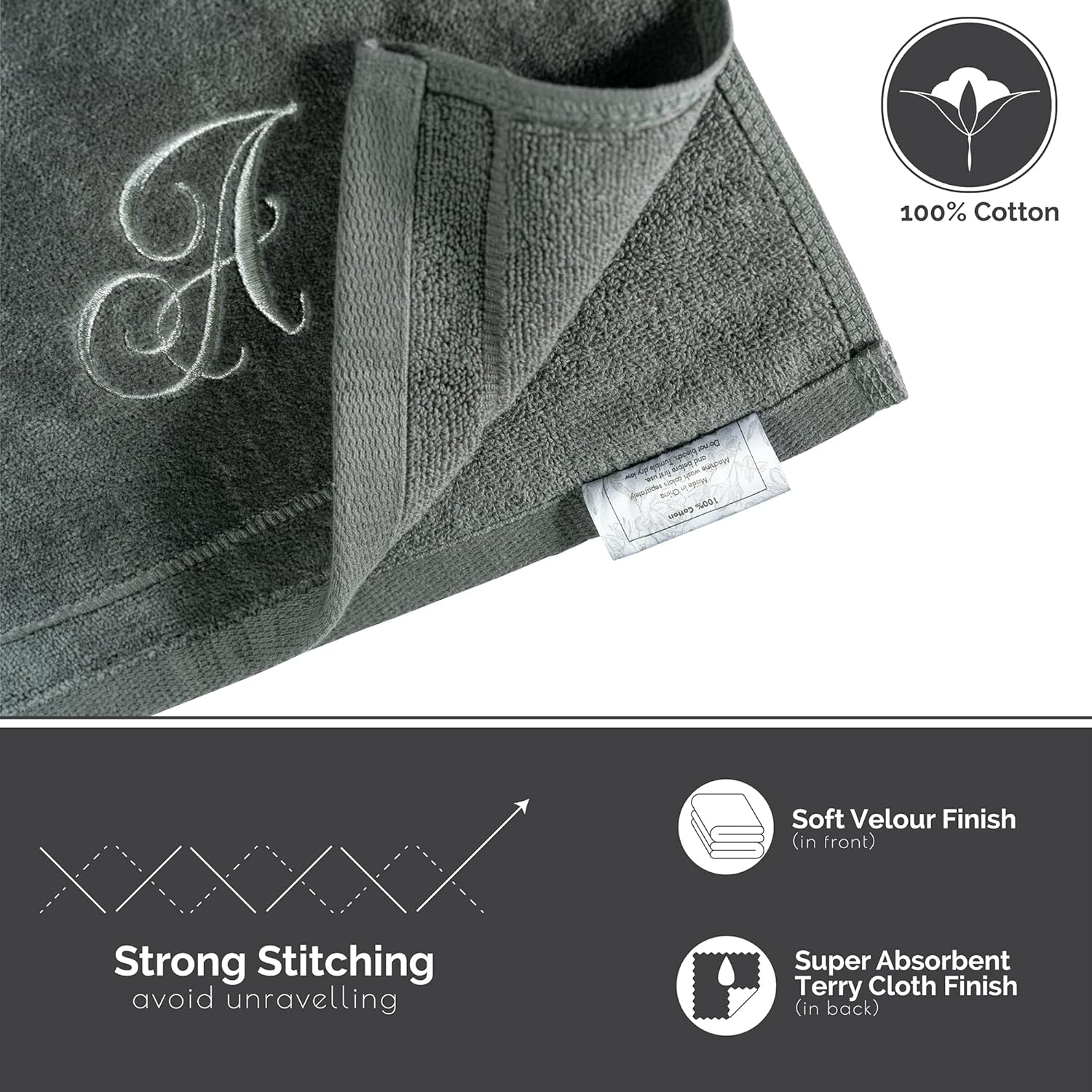 Monogrammed Towels Fingertip Silver Embroidered Towel Personalized Gift
