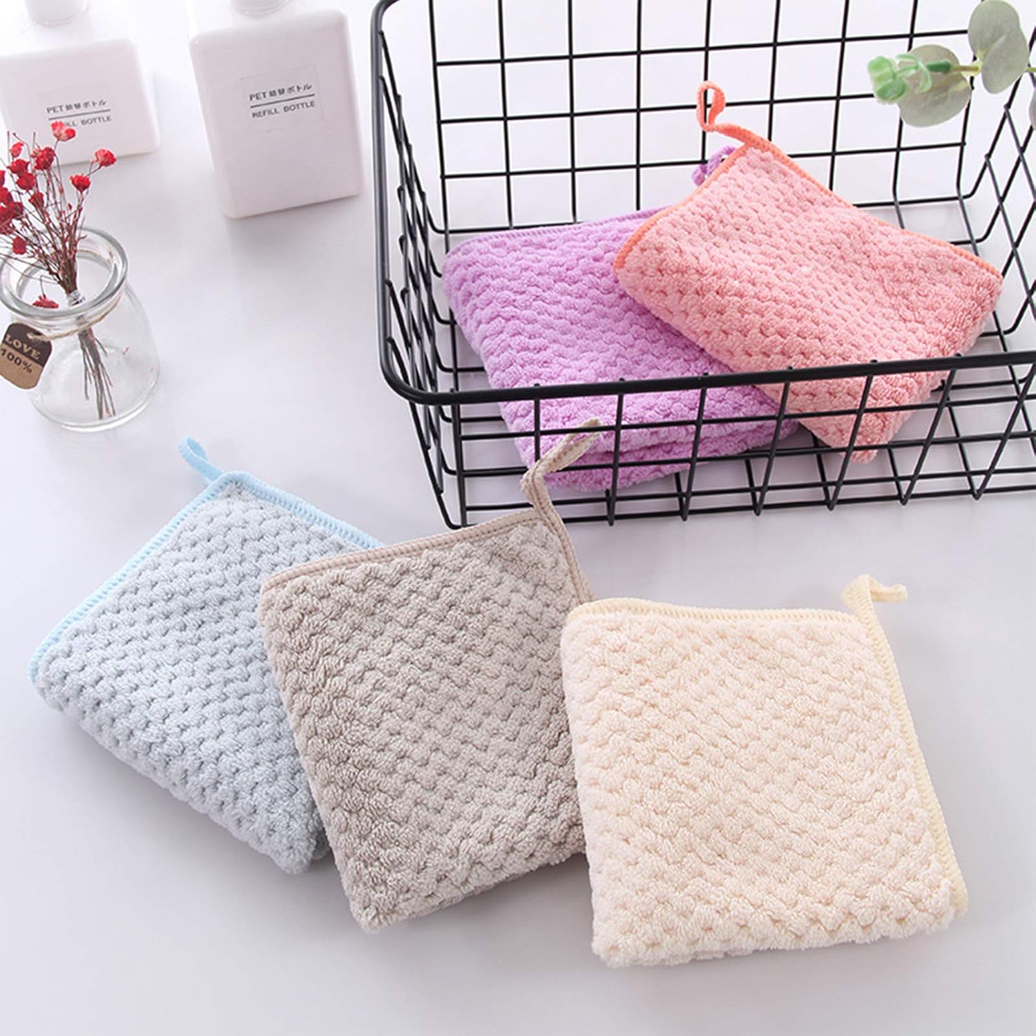 Hipruict Small Towels with Hanging Loop for Kitchen Bathroom