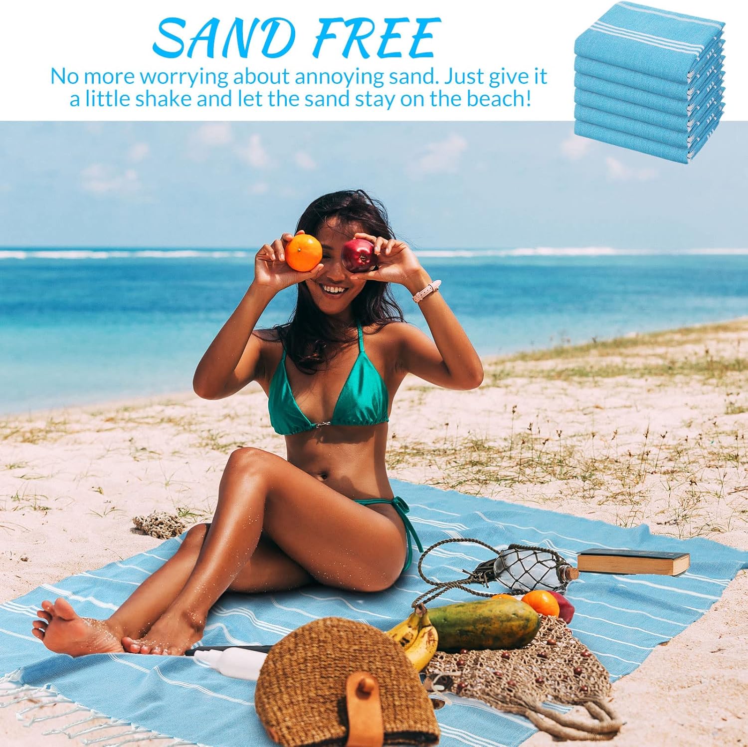 Mixweer Turkish Beach Towels Set - Oversized Soft Cotton with Tassels