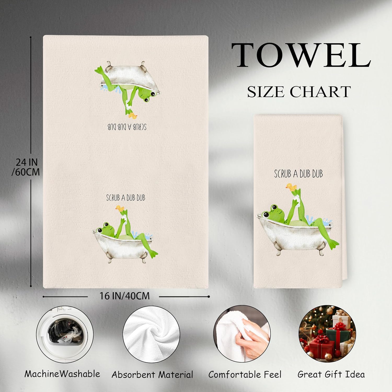 BNZolyoia Cute Frog Hand Towels 16x24