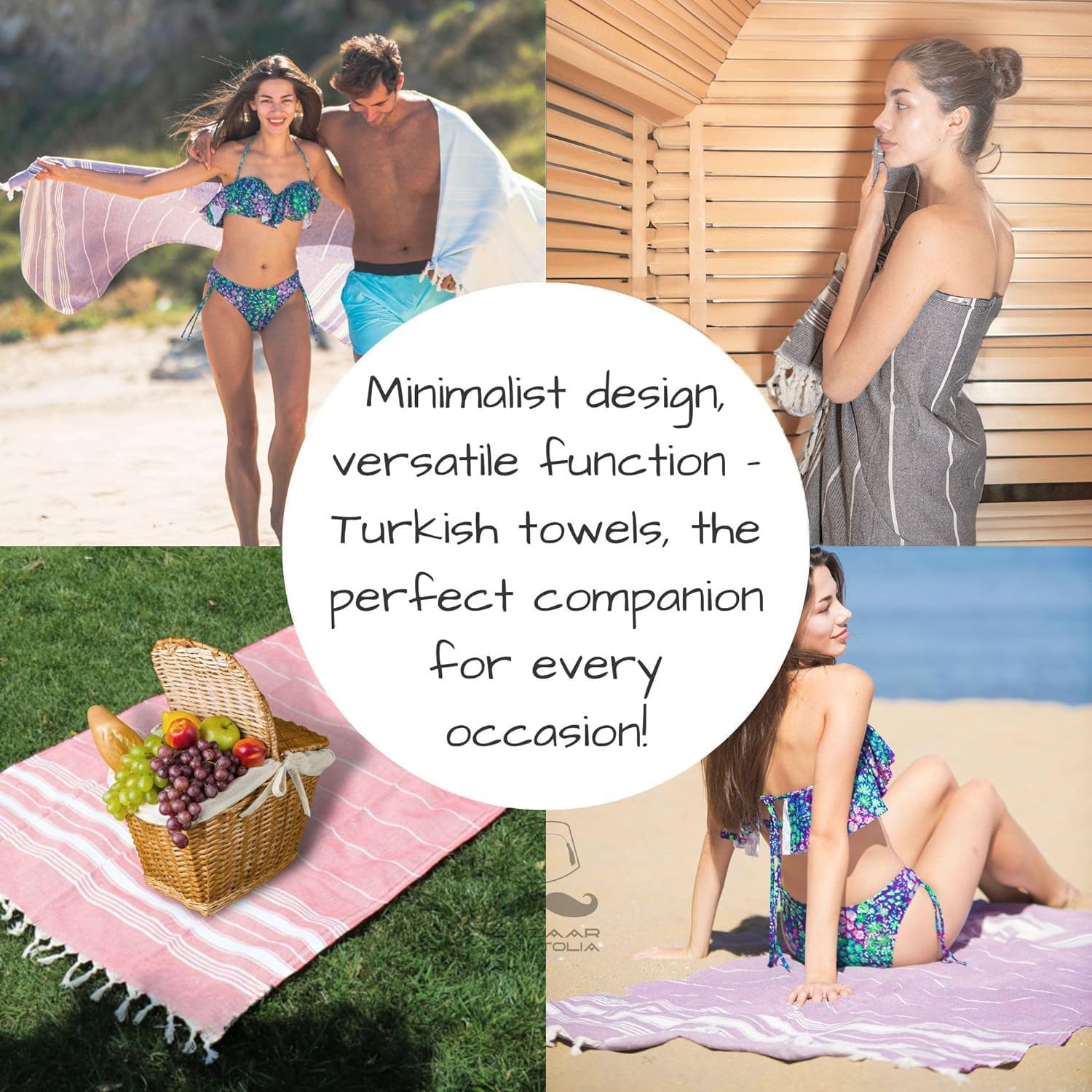 Oversized 71x39 Turkish Beach Towel - Soft Quick-Dry Sustainable