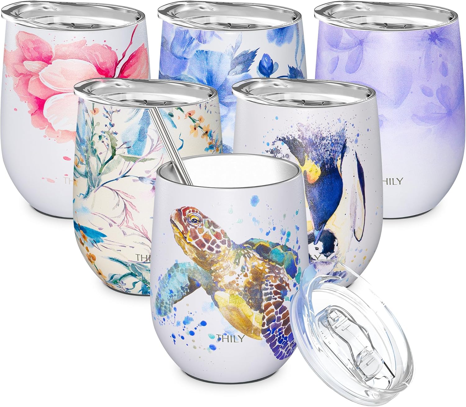 Stylish Stemless Travel Wine Tumbler With Lid Straw