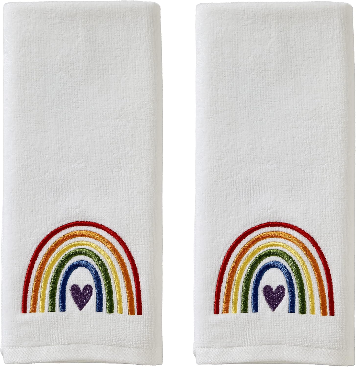 Bath Time Fun Rainbow Hand Towels Set 25x16 x2