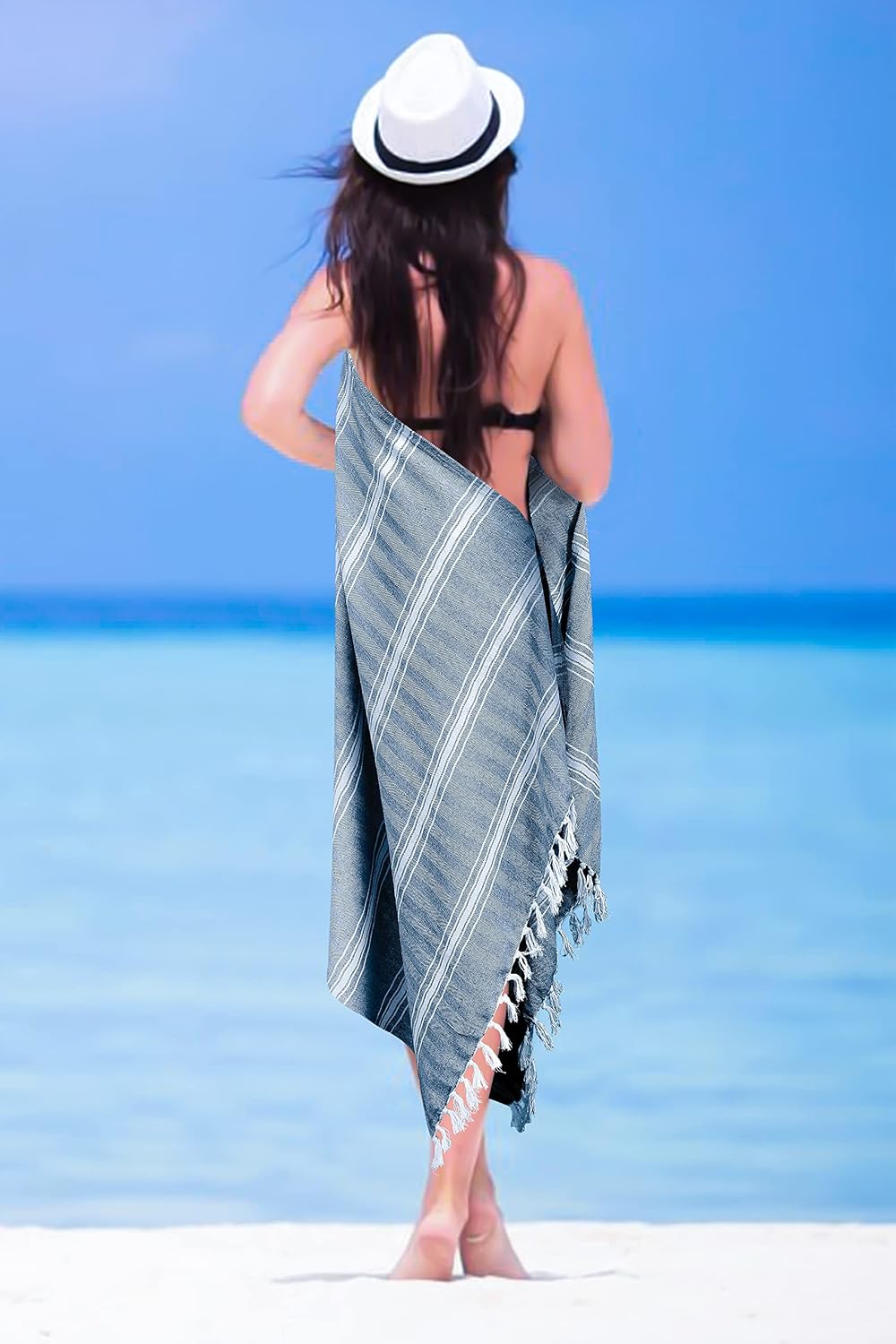 Nautical Stripe Cotton Beach Towels 4-Piece Set