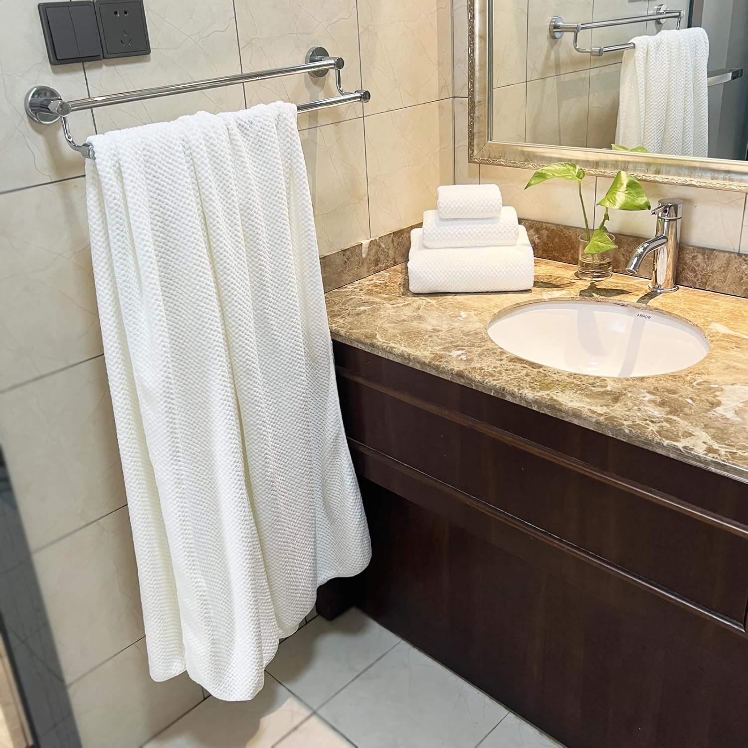 Luxury Oversized Bath Towels White 6 Piece