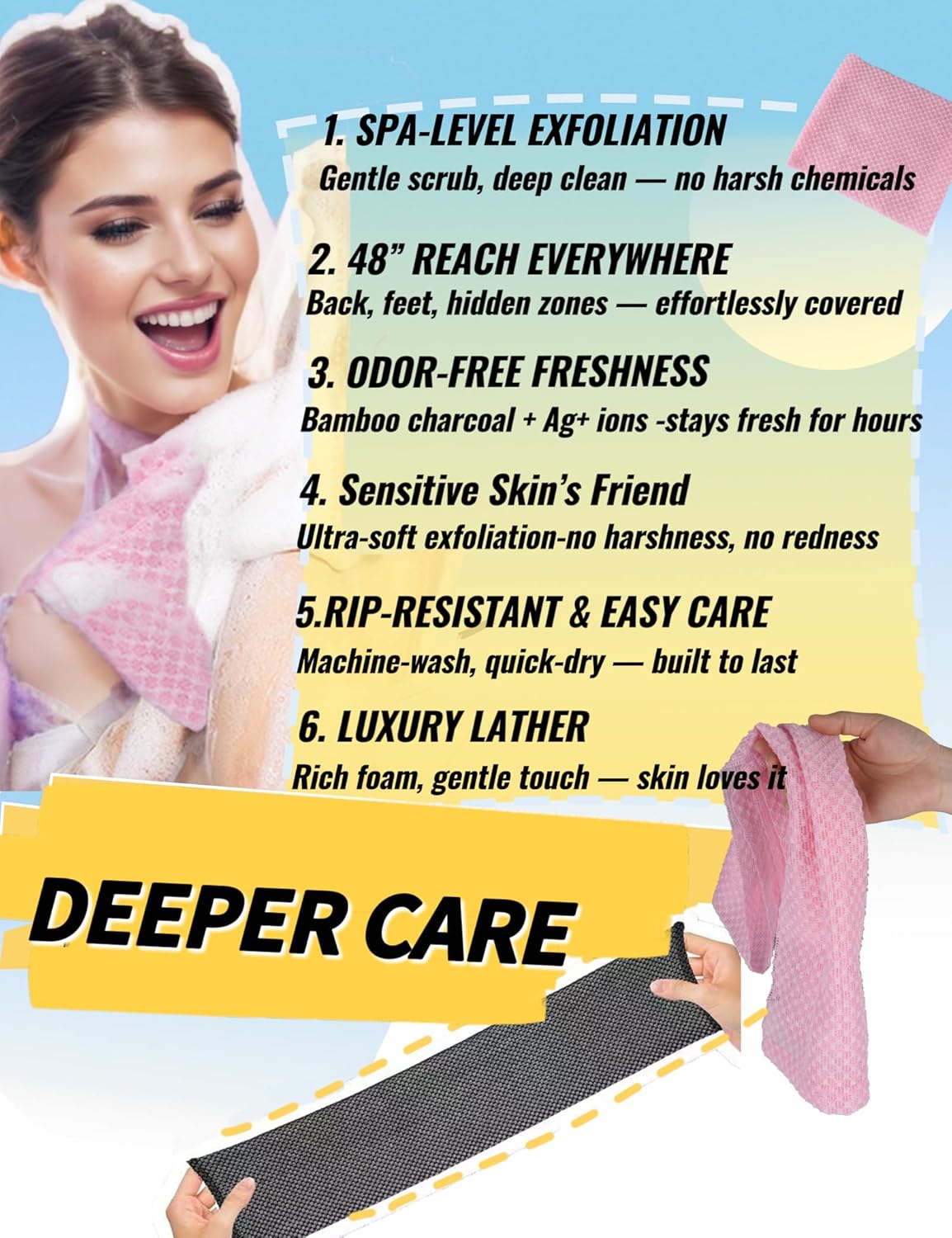 The BLISSAL Exfoliating Towel - Crisp Fresh and Exfoliating