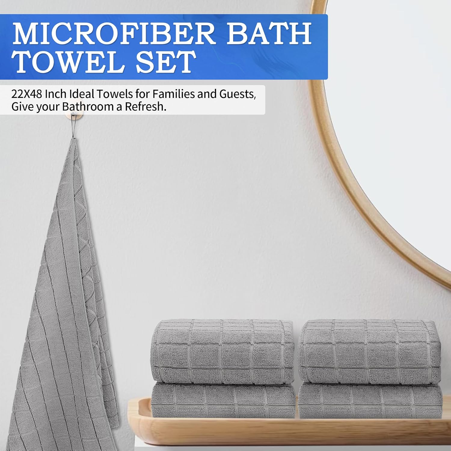 HOMERHYME Microfiber Bath Towels 2 Pack