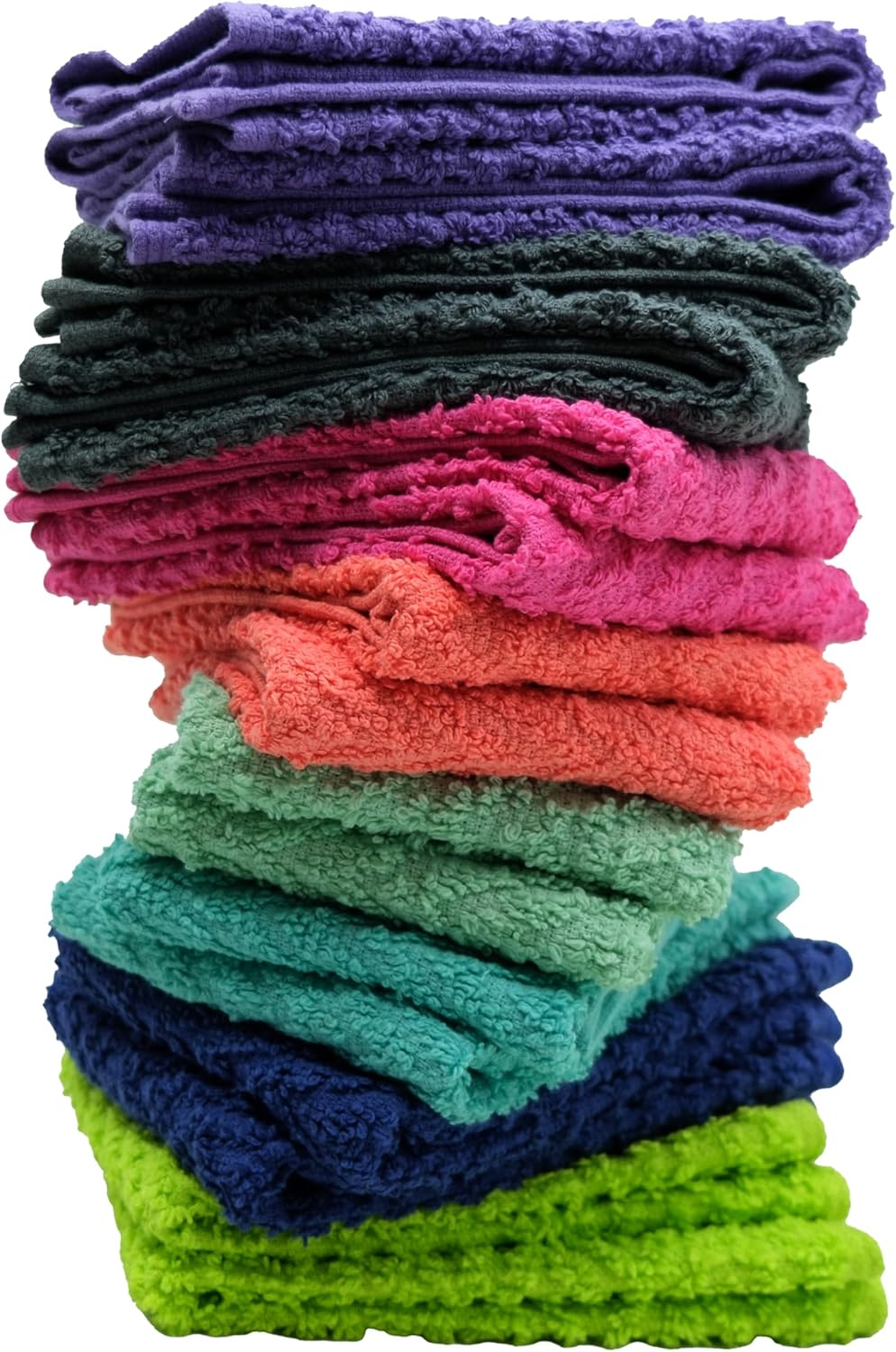 ZSUPERIA 8Pack Washcloth Set Reusable Soft Multicolor 12x12