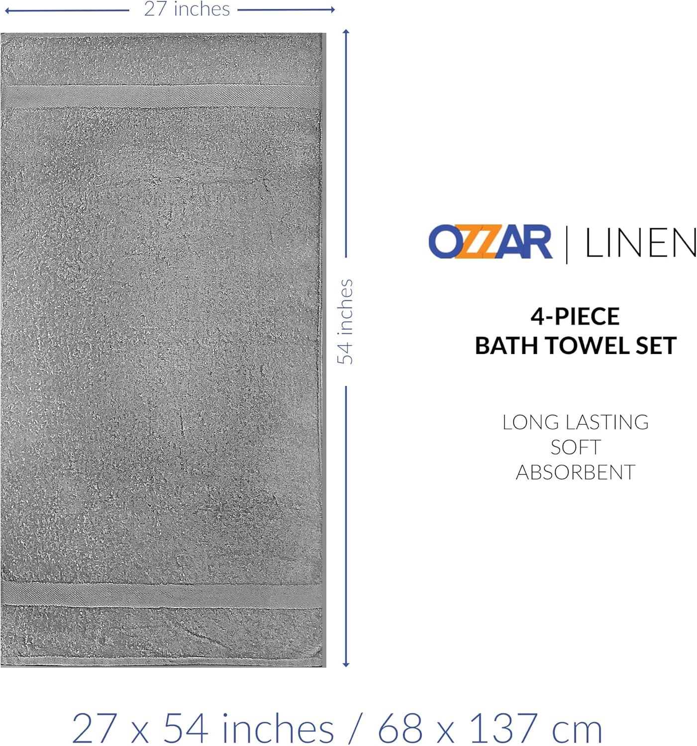 Stunning Luxury 4-Piece Bath Towel Set for Efficient Drying