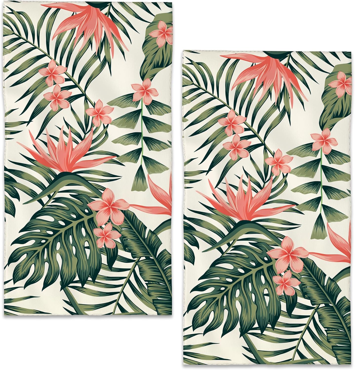 BIGXIUKA 14x28 Tropical Palm Leaf Hand Towel Set