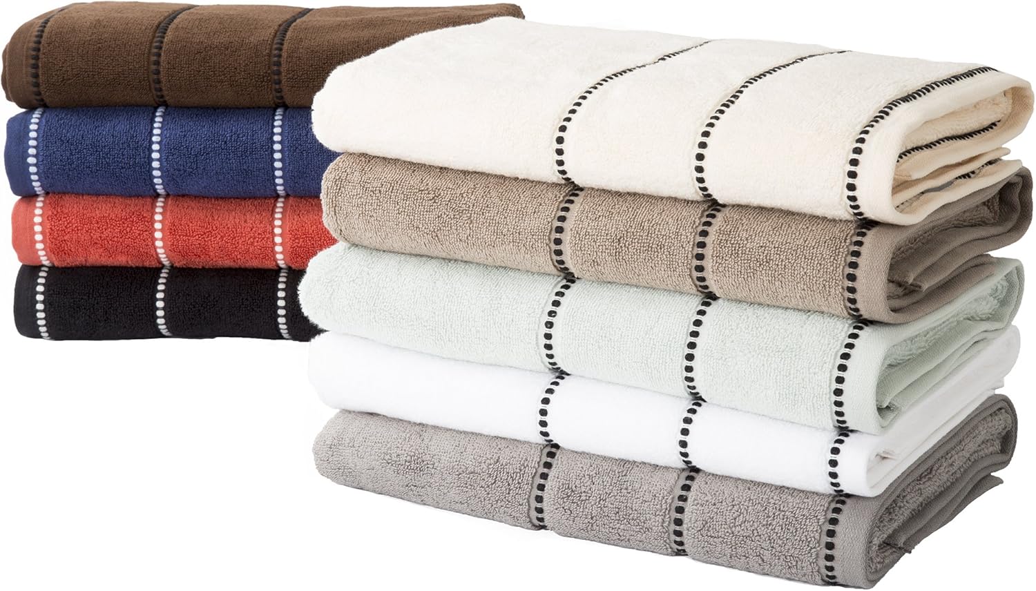 6PC Towel Set - 525 GSM 100 Cotton White Towels with Beaded Border